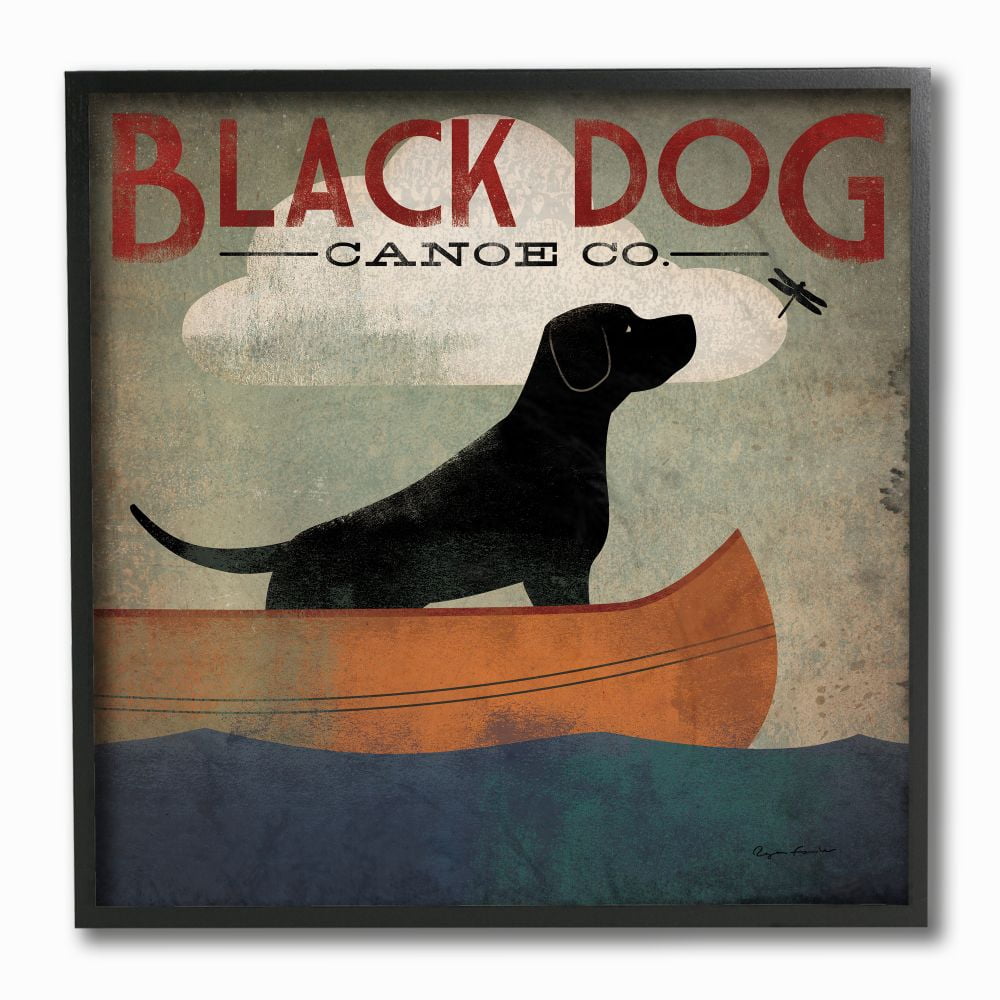 Stupell Industries Black Dog Canoe Company Pet Boating Lake Sports Designed by Ryan Fowler