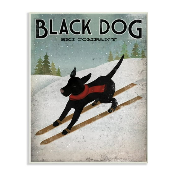 Stupell Industries Black Dog Ski Company Winter Sports Pet Sign Designed by Ryan Fowler