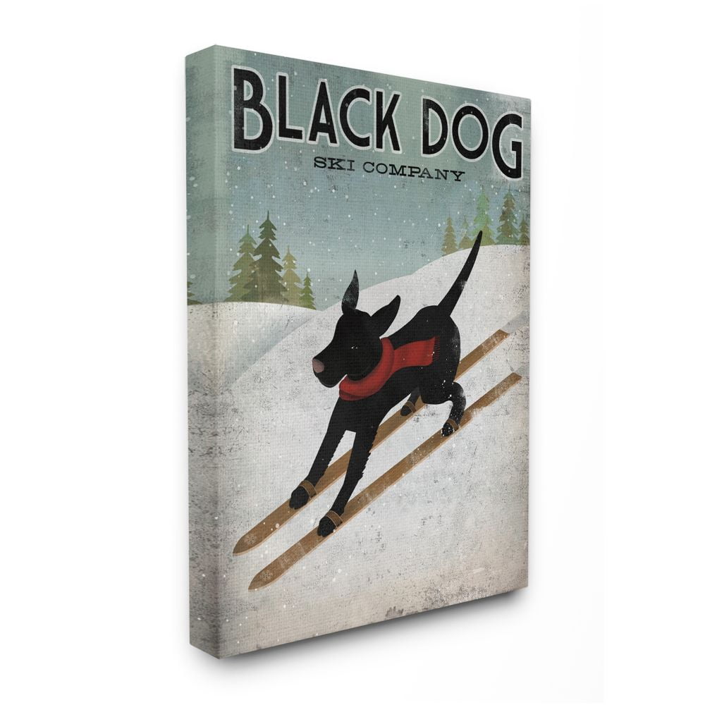 Stupell Industries Black Dog Ski Company Winter Sports Pet Sign Designed by Ryan Fowler