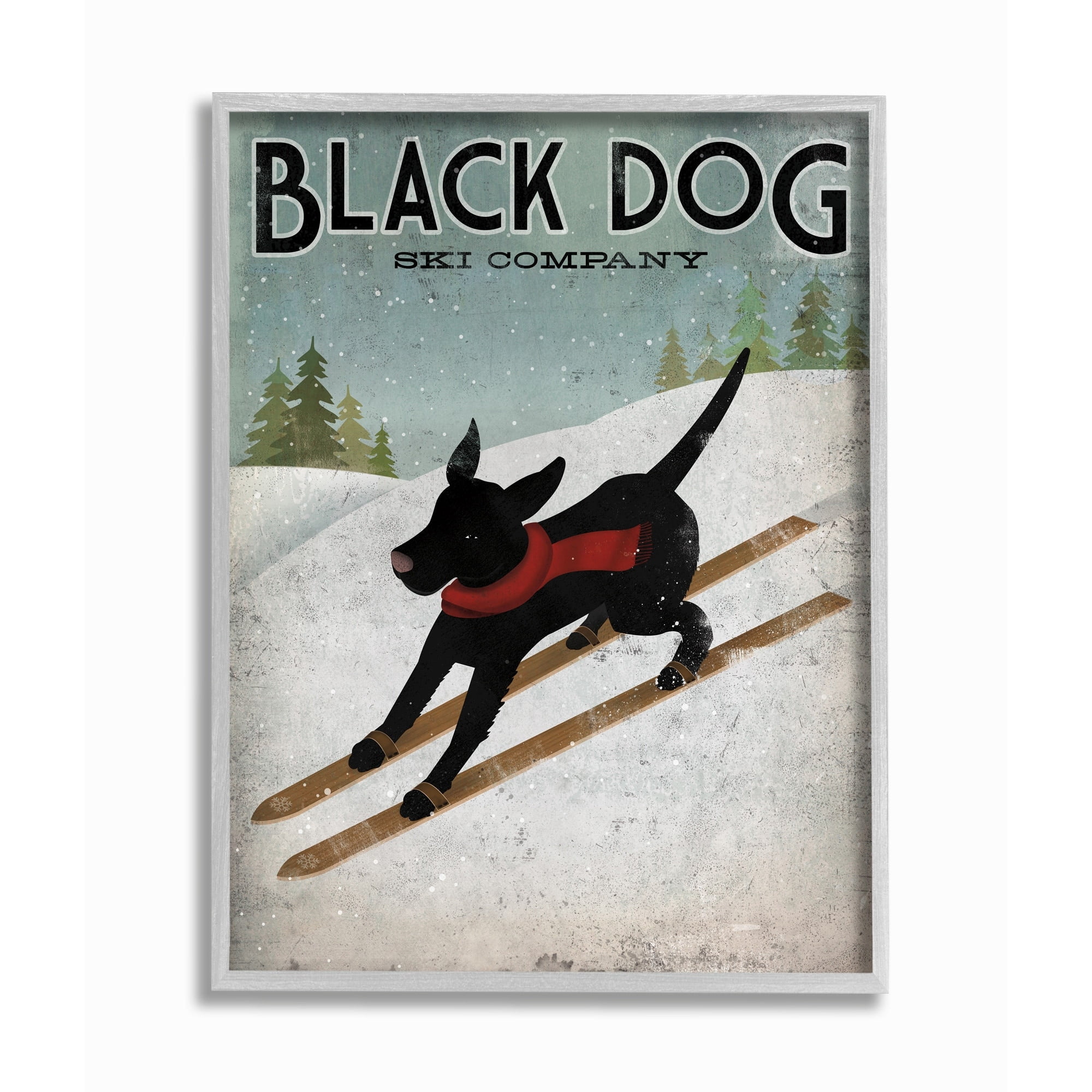 Stupell Industries Black Dog Ski Company Winter Sports Pet Sign Designed by Ryan Fowler