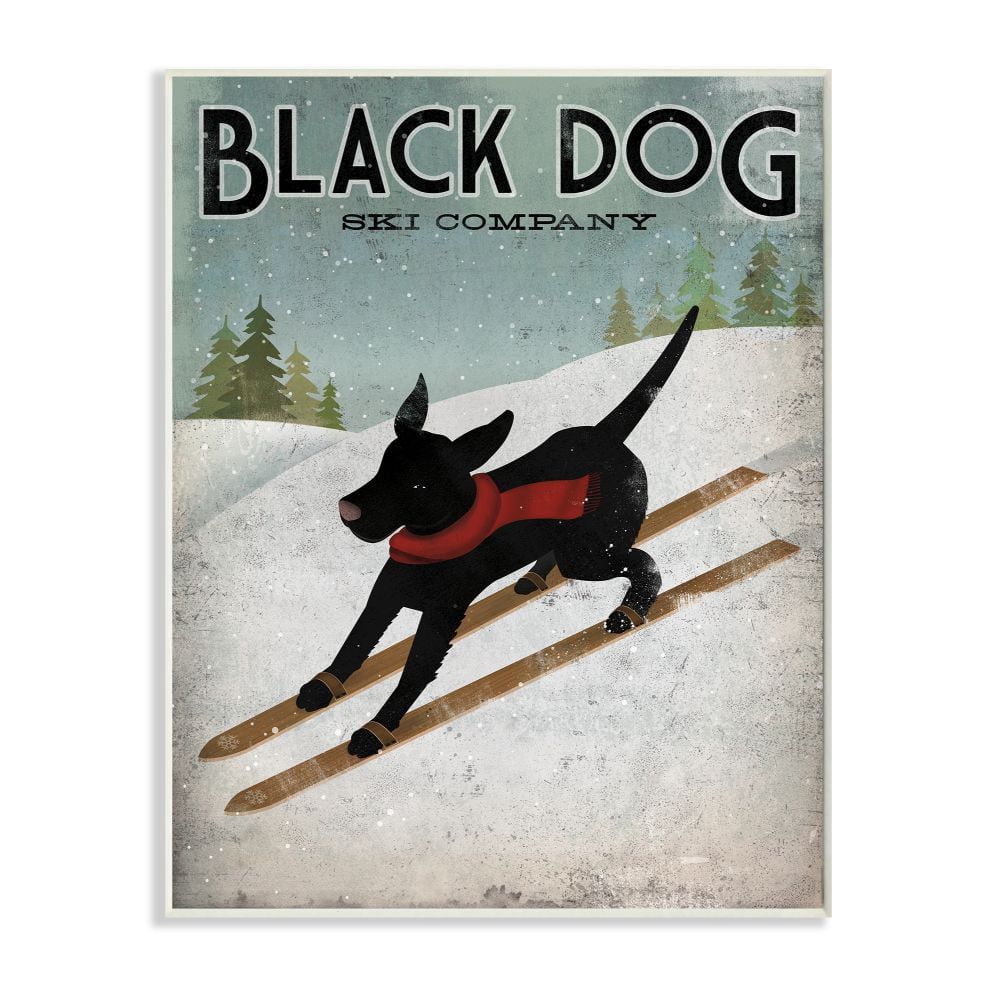 Stupell Industries Black Dog Ski Company Winter Sports Pet Sign Paintings Unframed Art Print Wall Art, 10x15, by Ryan Fowler