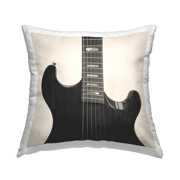Stupell Industries Black Electric Guitar Decorative Printed Throw Pillow Design by Deborah Revell.