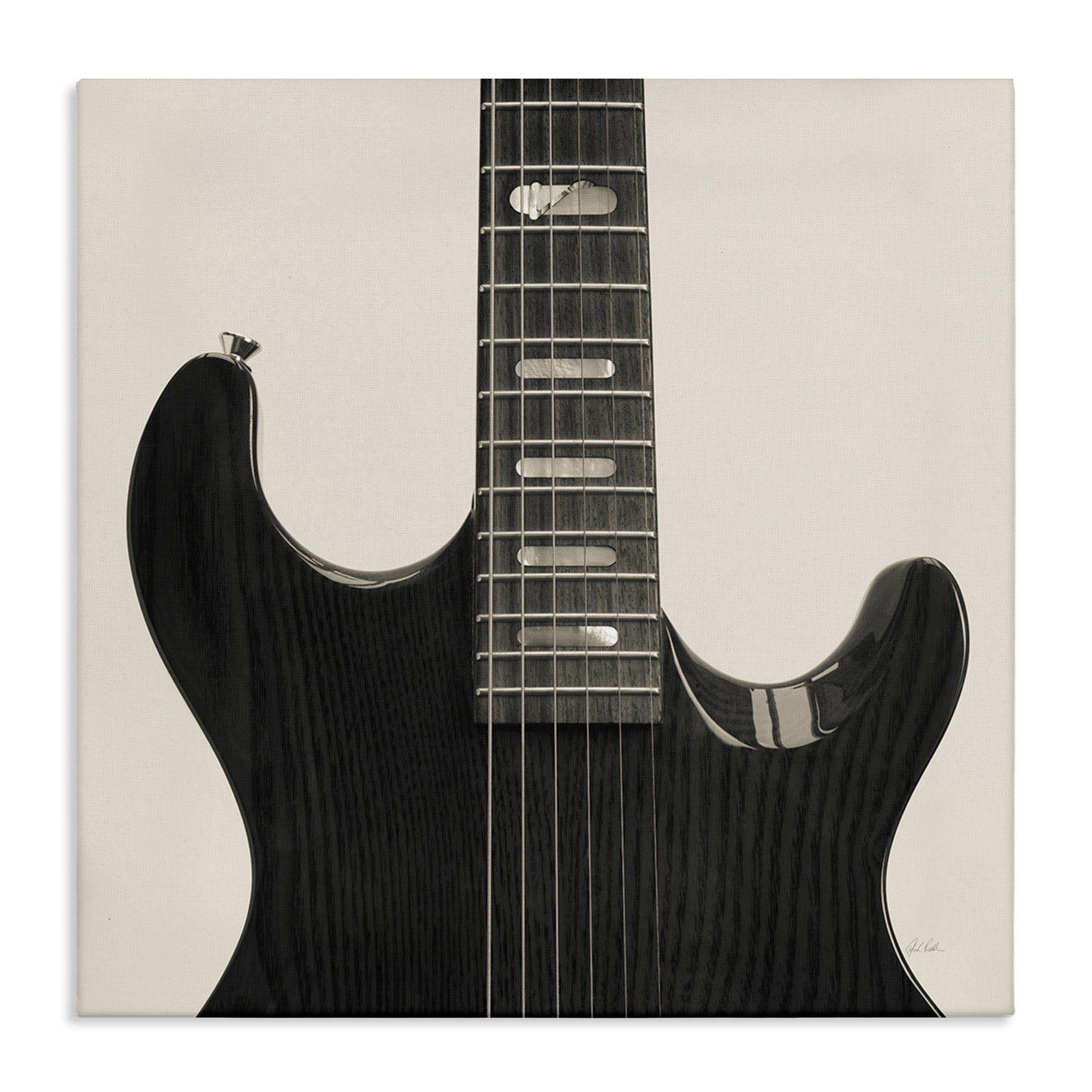 Stupell Industries Black Electric Guitar Entertainment Photography Wrapped Canvas Art Print Wall Art, 17 x 17