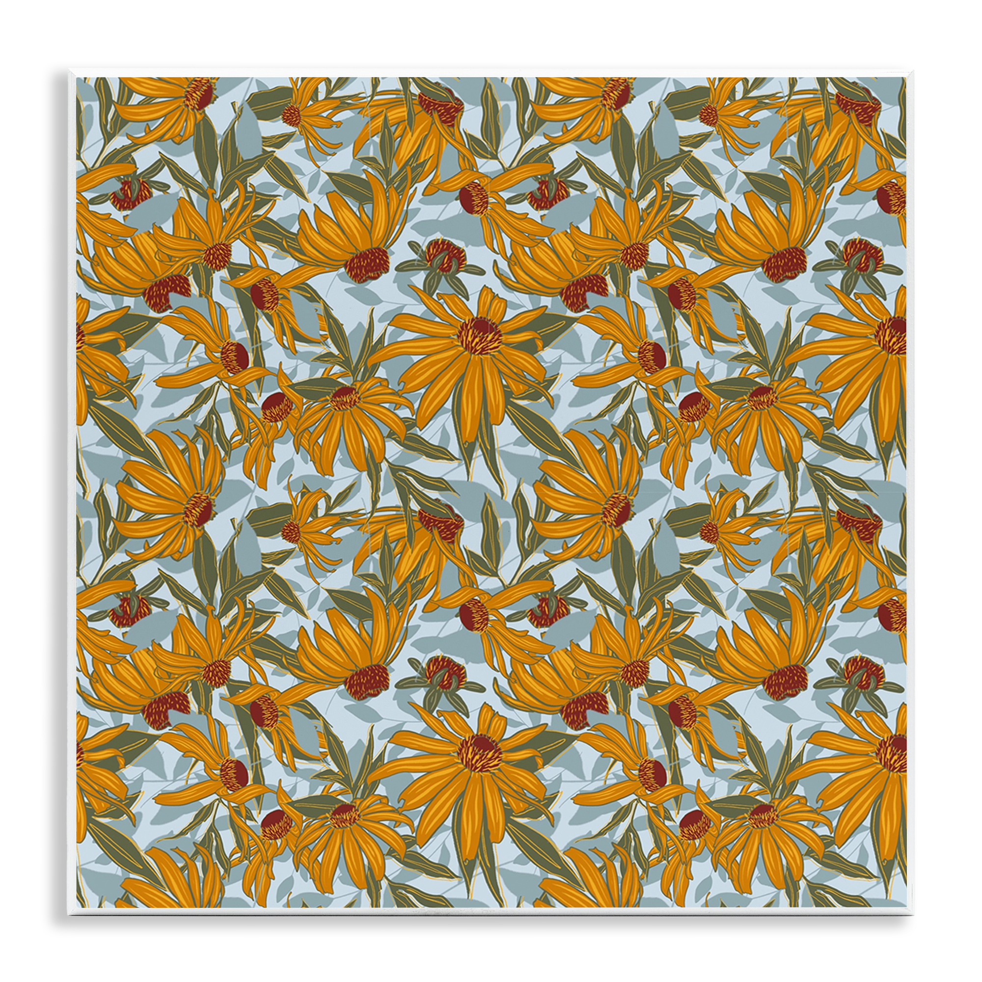 Stupell Industries Black Eyed Susan Pattern Plants & Flowers Painting Unframed Art Print Wall Art, 12 x 12