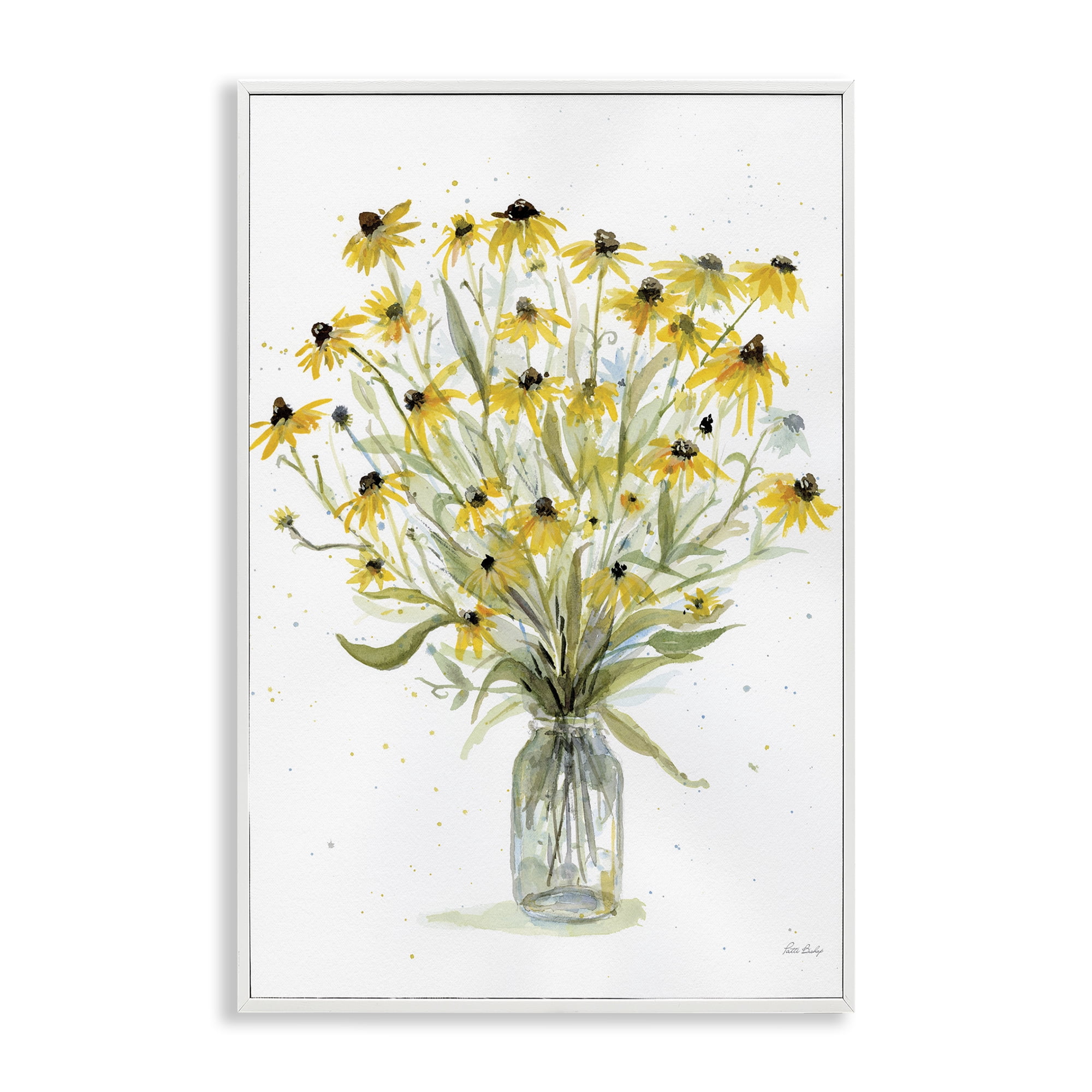 Stupell Industries Black-Eyed Susans Botanical & Floral Painting White Framed Art Print Wall Art, 16 x 24