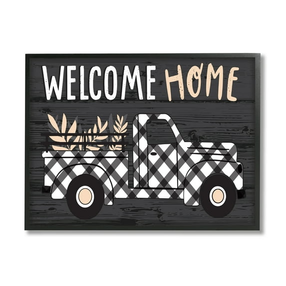 Stupell Industries Black Farmer's Plaid Truck Welcome Home Sign Designed by Arrolynn Weiderhold