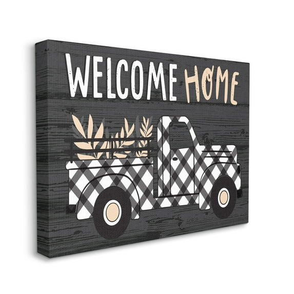 Stupell Industries Black Farmer's Plaid Truck Welcome Home Sign Designed by Arrolynn Weiderhold