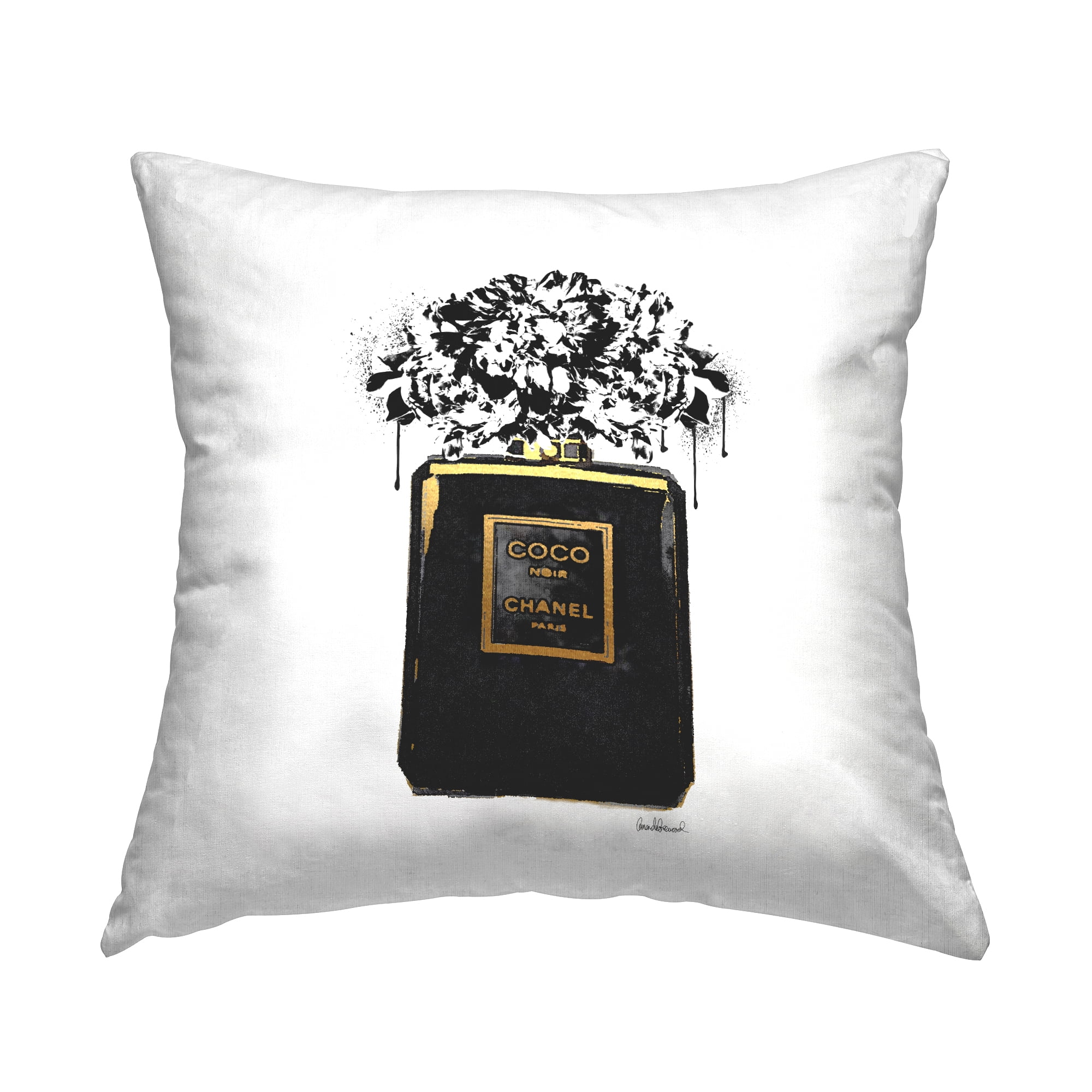 Stupell Industries Black Fashion Flower Drip Glam Brand Perfume Design by  Amanda Greenwood Throw Pillow