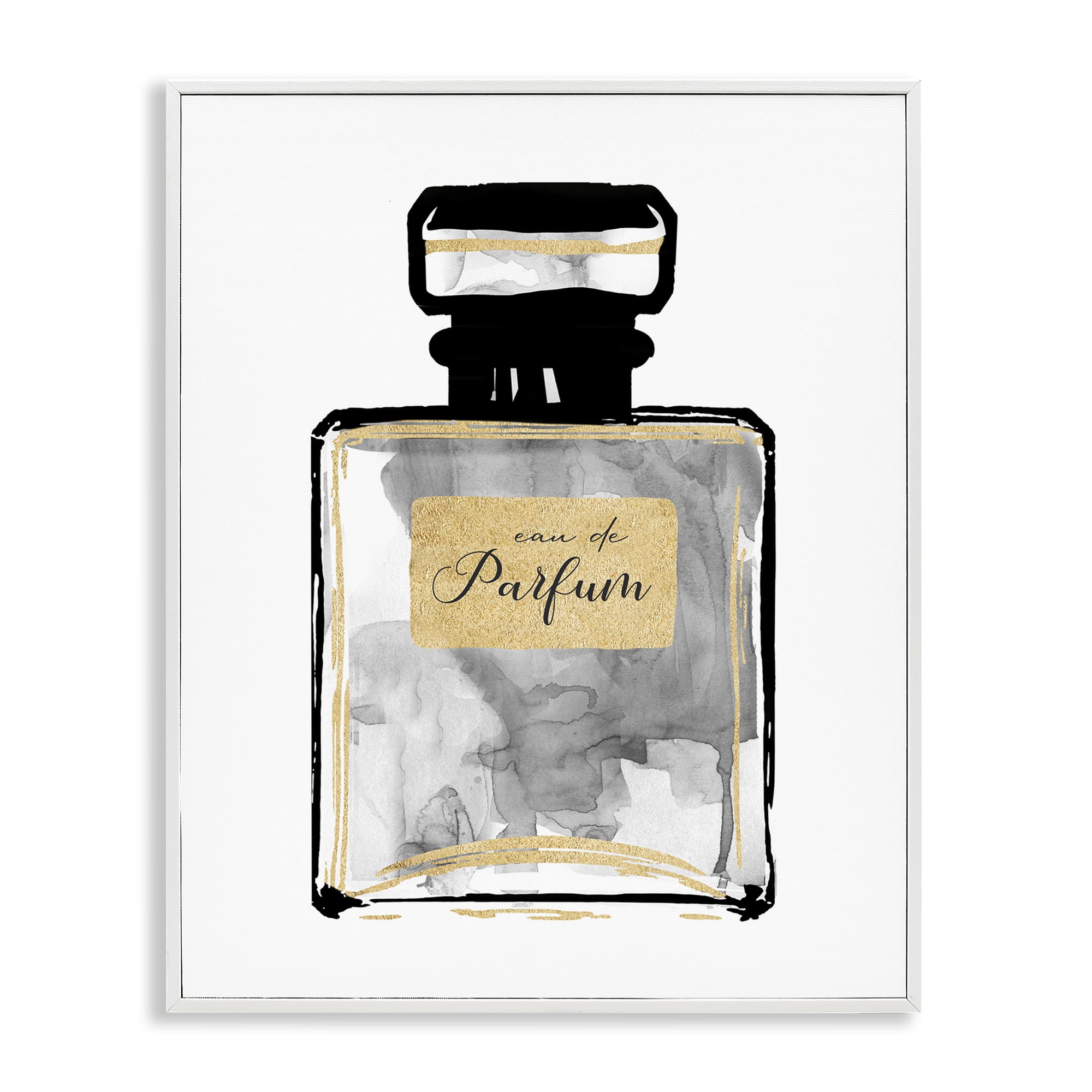 Stupell Industries Black French Perfume Beauty & Fashion Painting White Framed Art Print Wall Art, 24 x 30