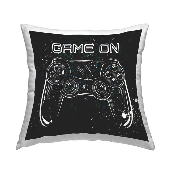 Stupell Industries Black Game On Controller Square Decorative Printed Throw Pillow Design By Logic Nerds, 18 x 18
