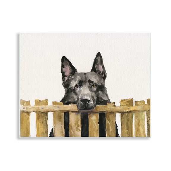 Stupell Industries Black German Shepherd Animals Painting Unframed Art Print Wall Art, 14 x 11
