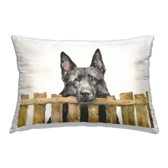 Stupell Industries Black German Shepherd Decorative Printed Throw Pillow Design by George Dyachenko.