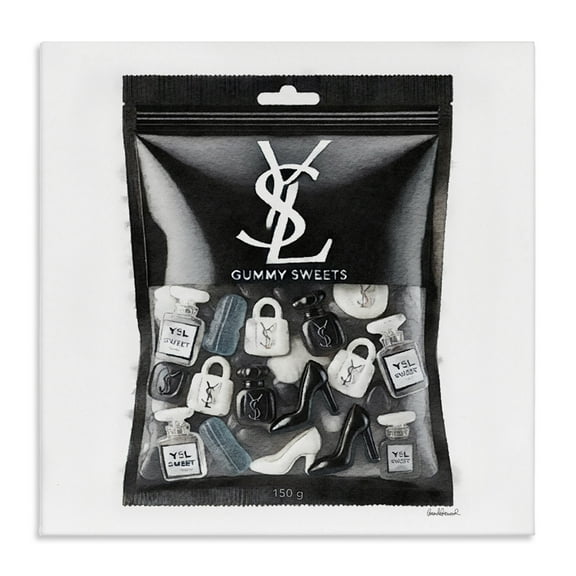 Stupell Industries Black Glam Candies Fashion Painting Wrapped Canvas Art Print Wall Art, 17 x 17