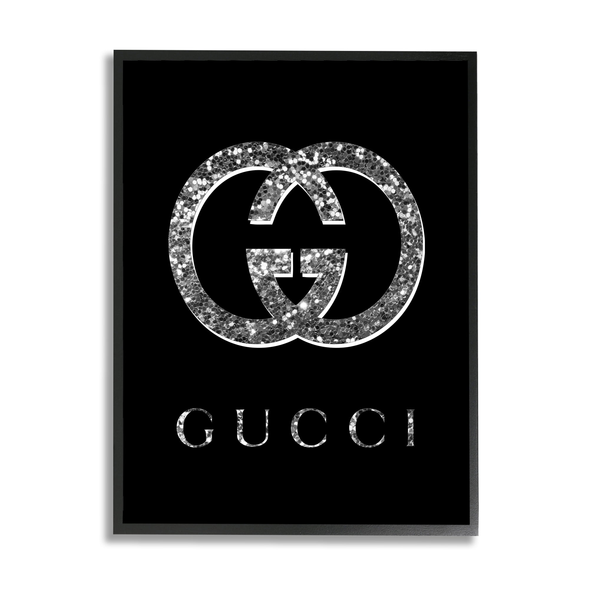 Stupell Industries Black Glam Fashion Symbol Typography Painting Black Framed Art Print Wall Art, 11 x 14