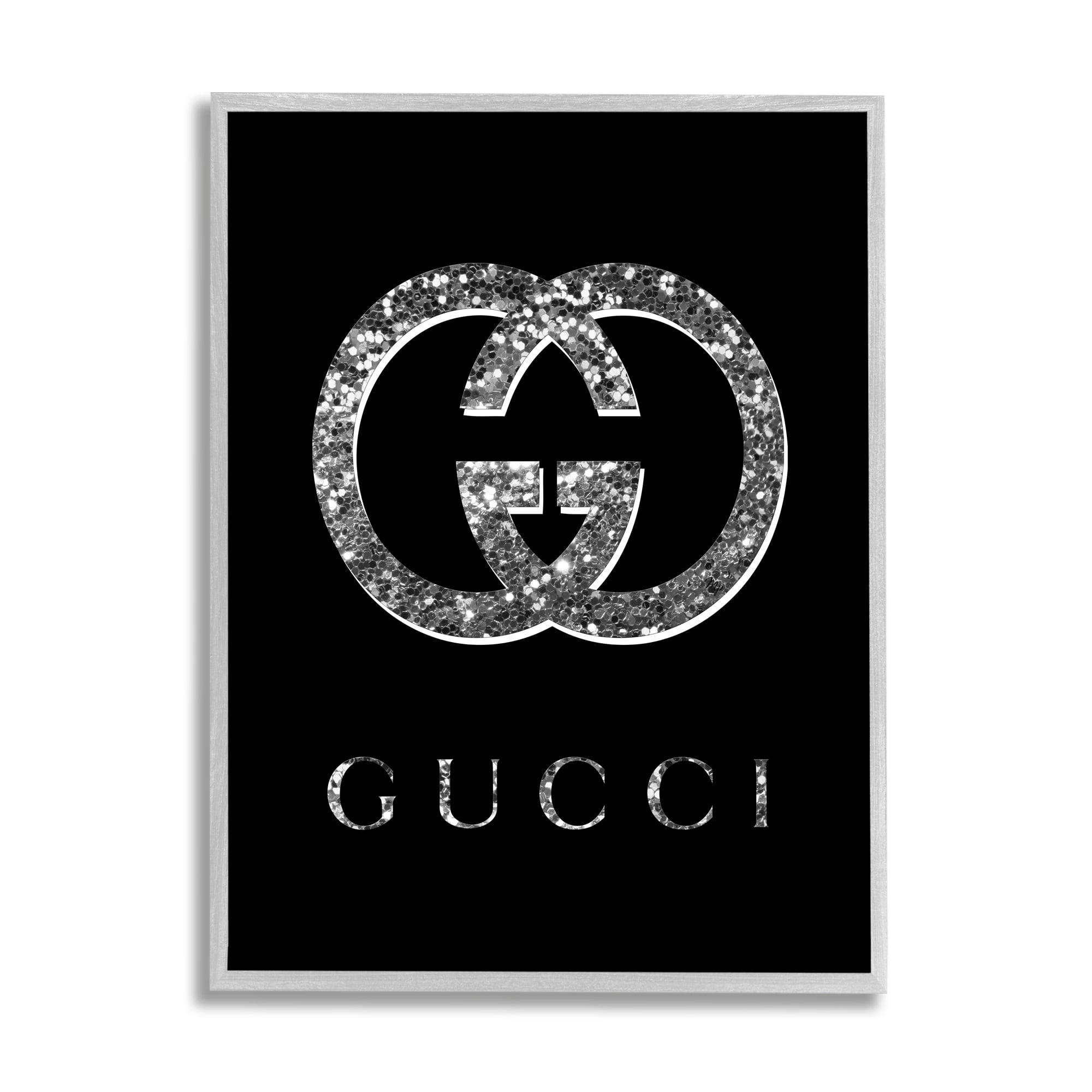 Stupell Industries Black Glam Fashion Symbol Typography Painting Gray Framed Art Print Wall Art, 24 x 30