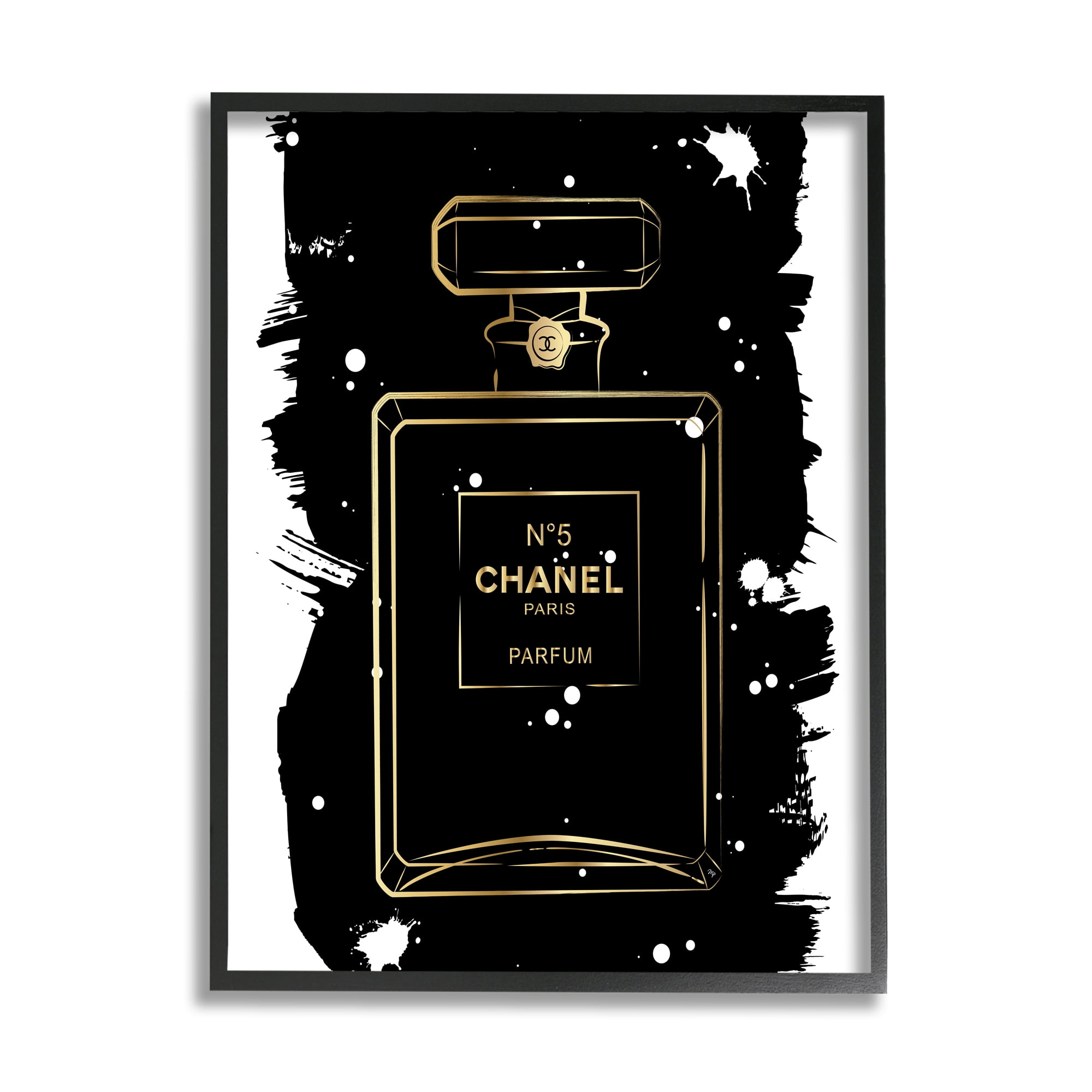 Stupell Industries Black Glam Perfume Beauty & Fashion Painting Black Framed Art Print Wall Art, 24 x 30