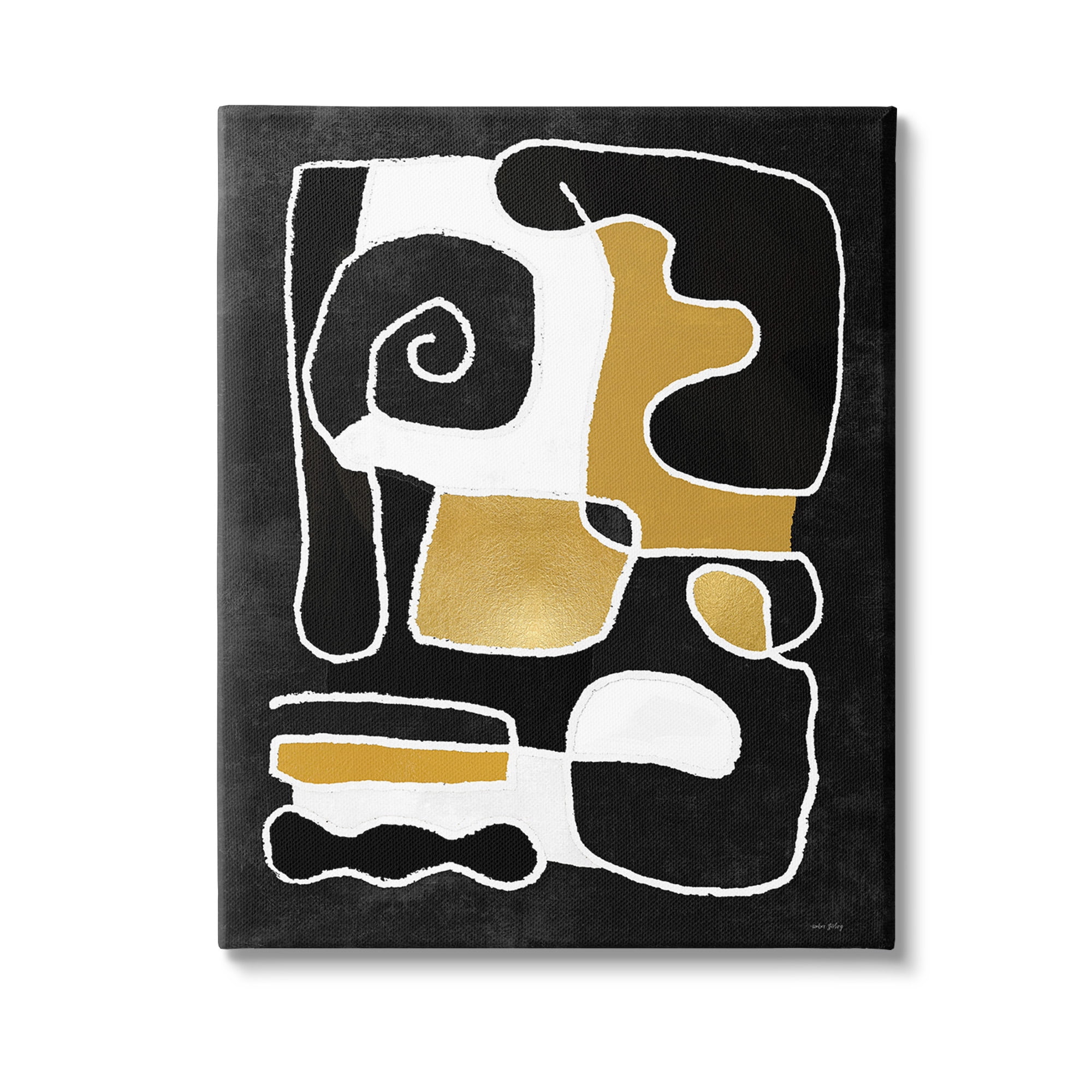 Stupell Industries Black & Glam Squiggles Abstract Painting Gallery Wrapped Canvas Art Print Wall Art, 36 x 48