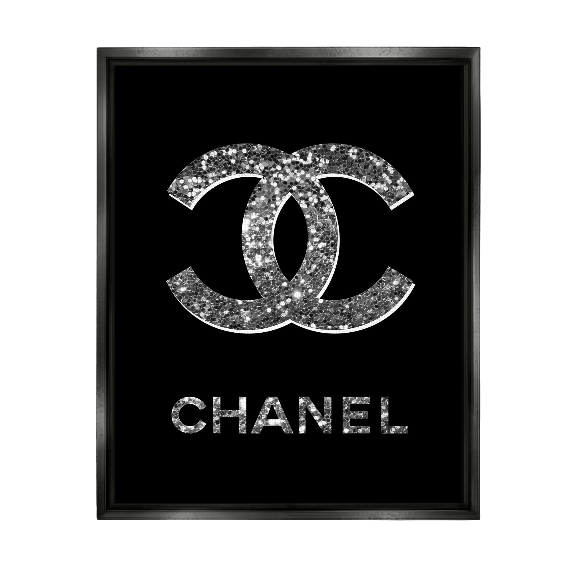 Stupell Industries Black Gleaming Glam Symbol Typography Painting Black Floater Framed Art Print Wall Art, 17 x 21