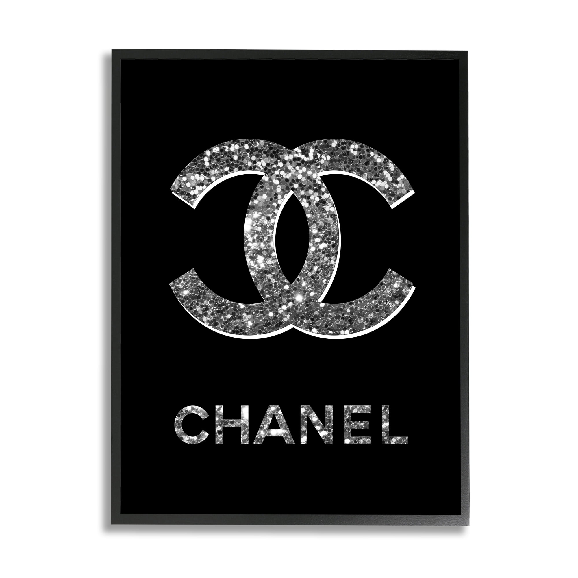 Stupell Industries Black Gleaming Glam Symbol Typography Painting Black Framed Art Print Wall Art, 11 x 14