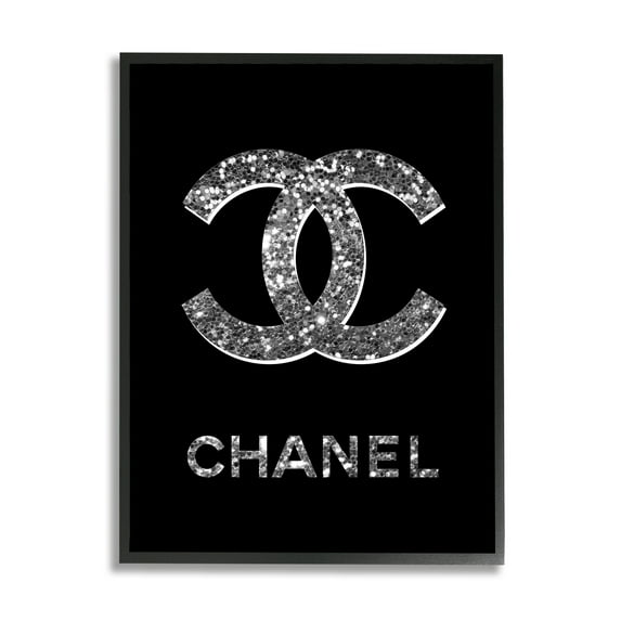 Stupell Industries Black Gleaming Glam Symbol Typography Painting Black Framed Art Print Wall Art, 24 x 30