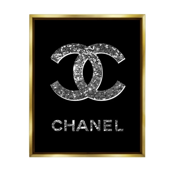 Stupell Industries Black Gleaming Glam Symbol Typography Painting Gold Floater Framed Art Print Wall Art, 17 x 21