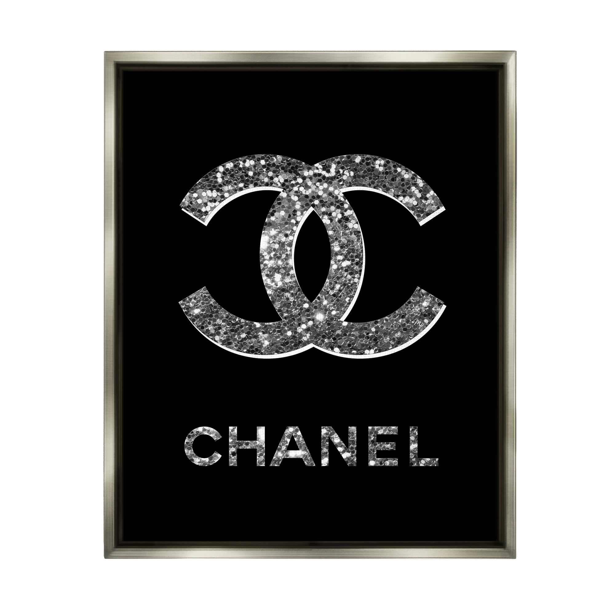 Stupell Industries Black Gleaming Glam Symbol Typography Painting Gray Floater Framed Art Print Wall Art, 17 x 21