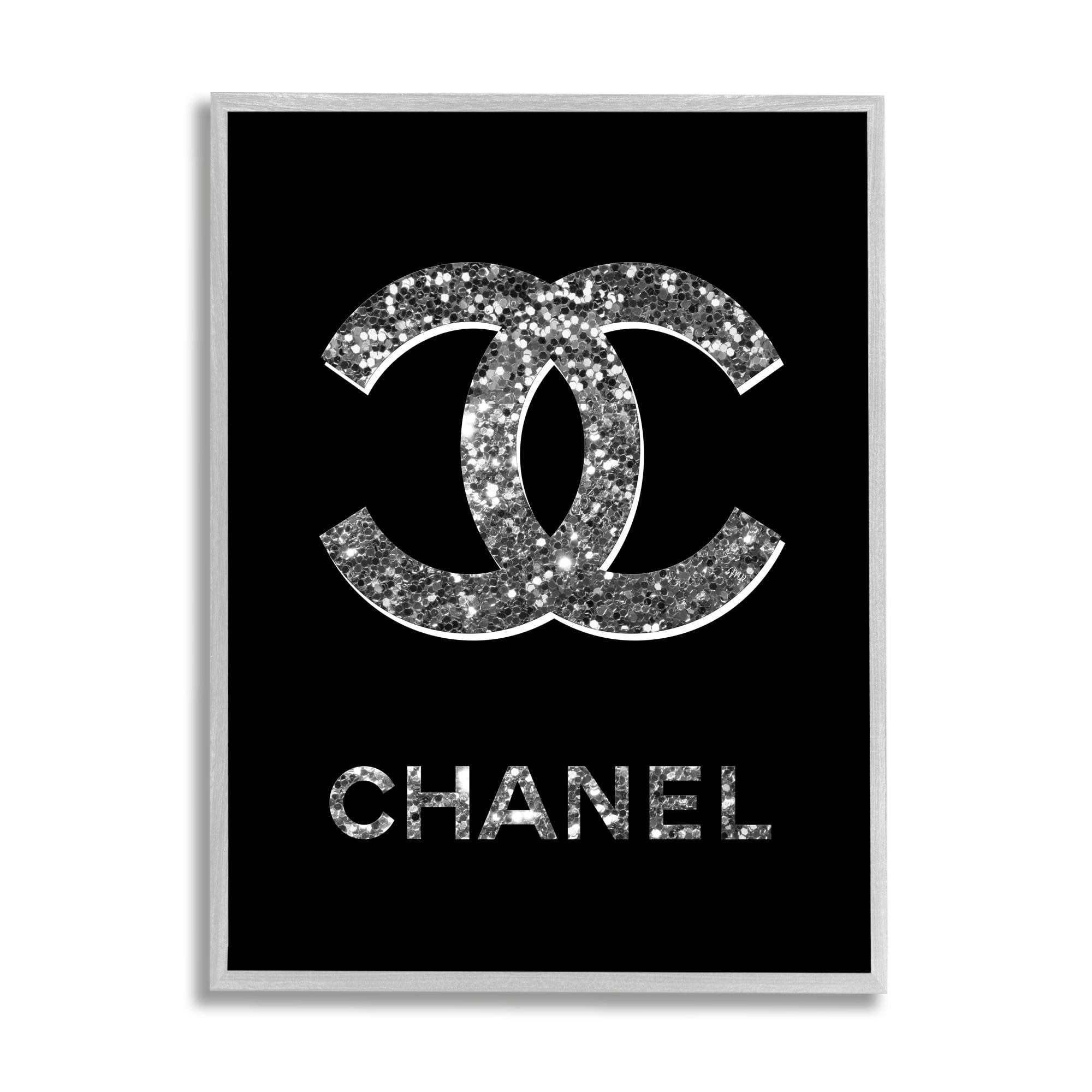 Stupell Industries Black Gleaming Glam Symbol Typography Painting Gray Framed Art Print Wall Art, 11 x 14