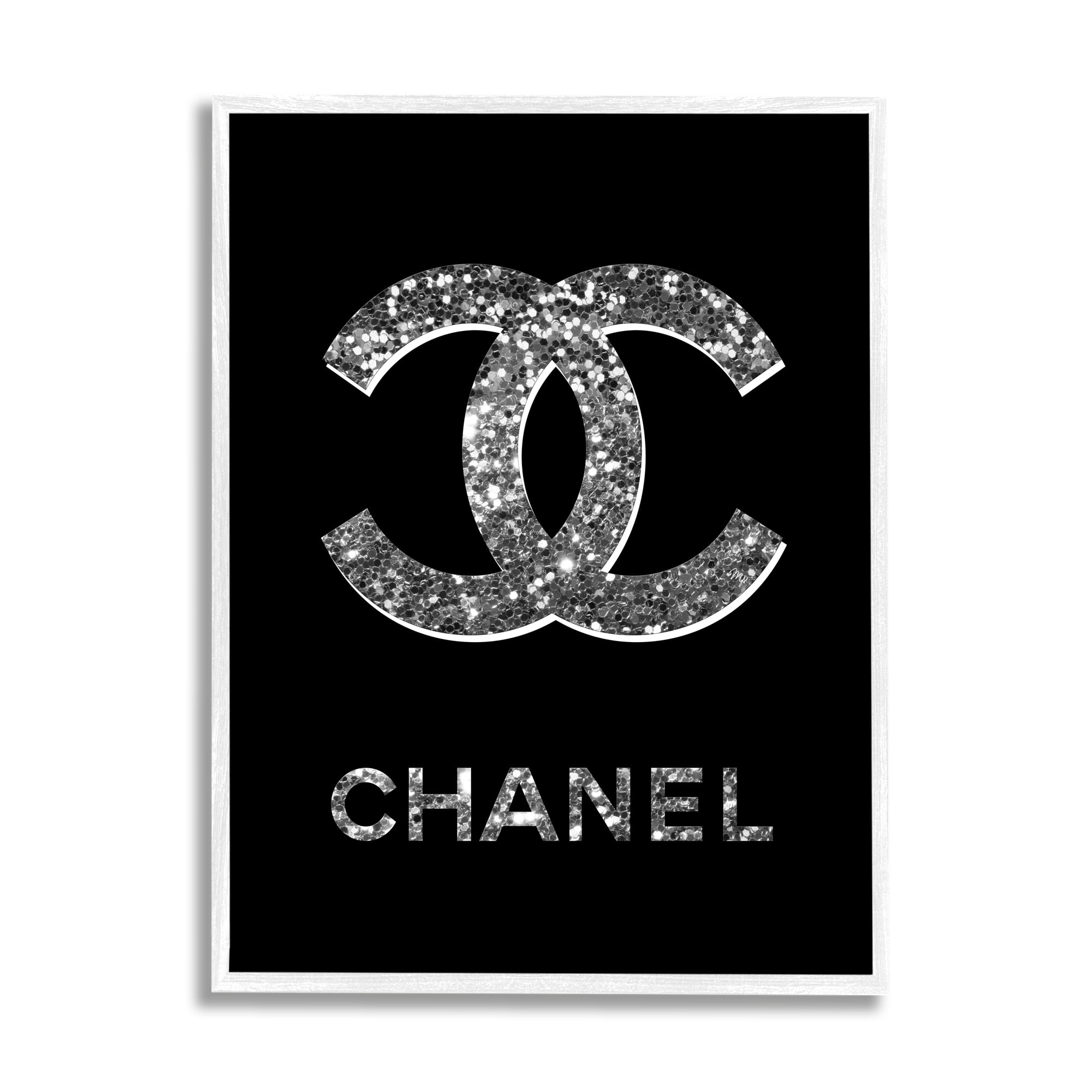 Stupell Industries Black Gleaming Glam Symbol Typography Painting White Framed Art Print Wall Art, 11 x 14
