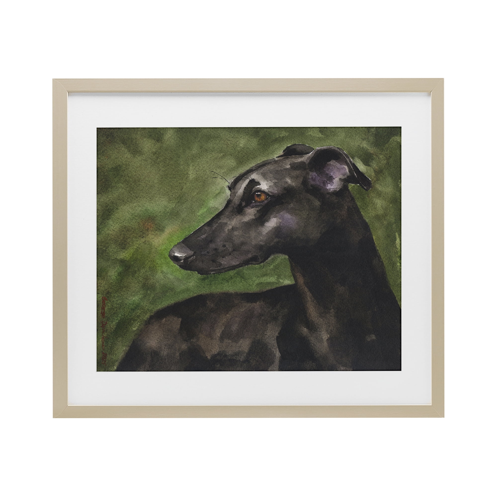Stupell Industries Black Greyhound Portrait Birch Framed Print Under Glass, design by George Dyachenko