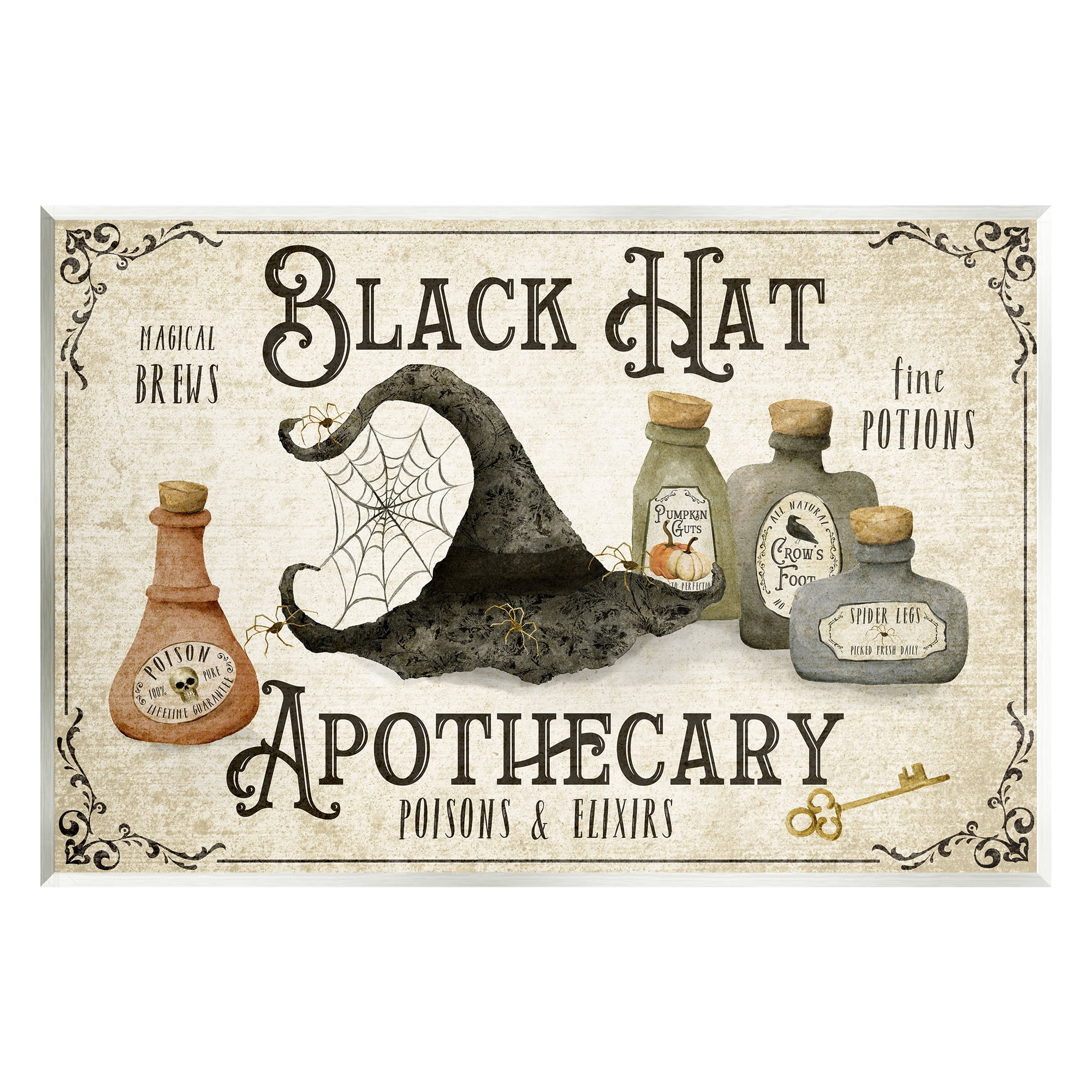Stupell Industries Black Hat Apothecary Potions Holiday Painting Unframed Art Print Wall Art, 19 x 13