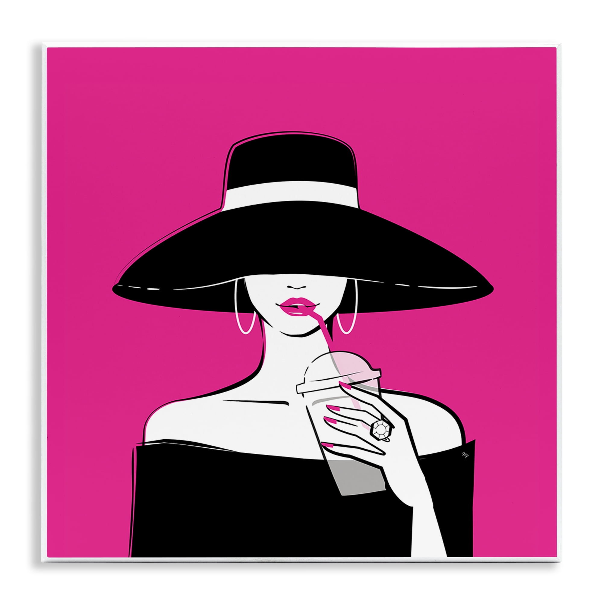 Stupell Industries Black Hat Glamourous Woman Wall Plaque Art, design by Martina Pavlova