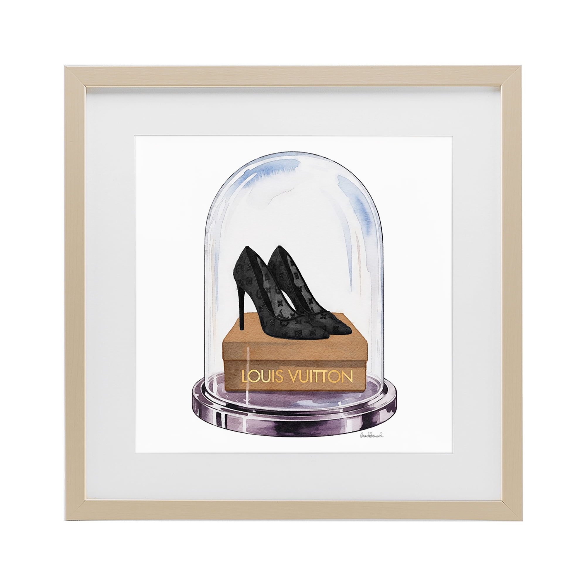 Stupell Industries Black Heels in Bell Jar Birch Framed Print Under Glass, design by Amanda Greenwood