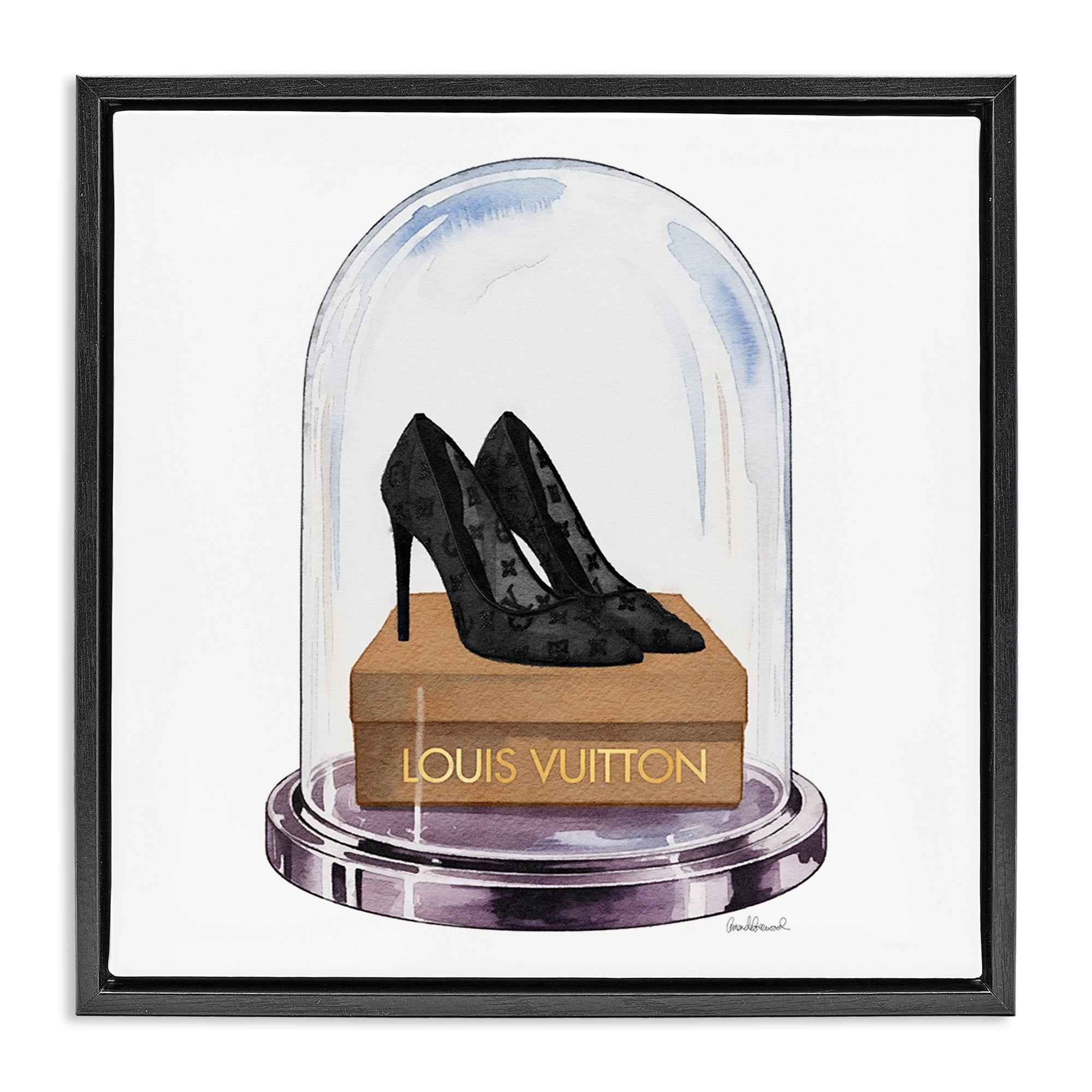 Stupell Industries Black Heels in Bell Jar Black Framed Floater Canvas Wall Art, design by Amanda Greenwood