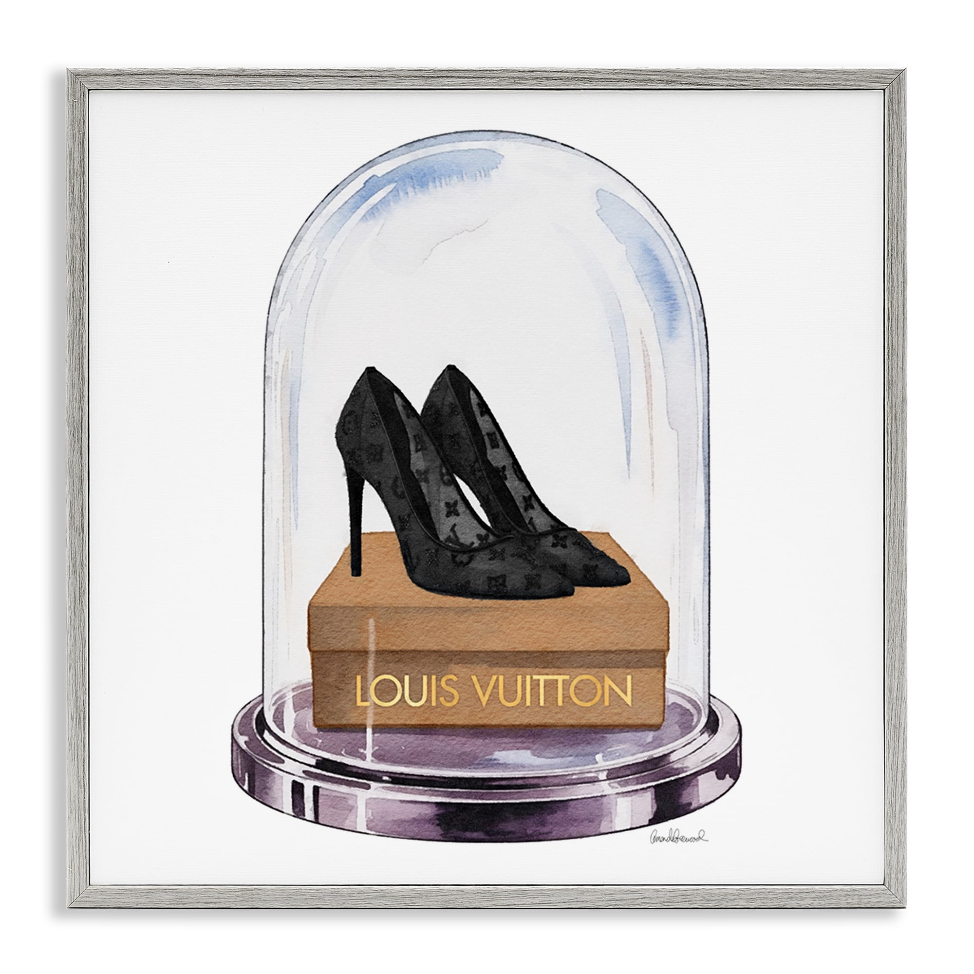 Stupell Industries Black Heels in Bell Jar Gray Framed Giclee Art, design by Amanda Greenwood