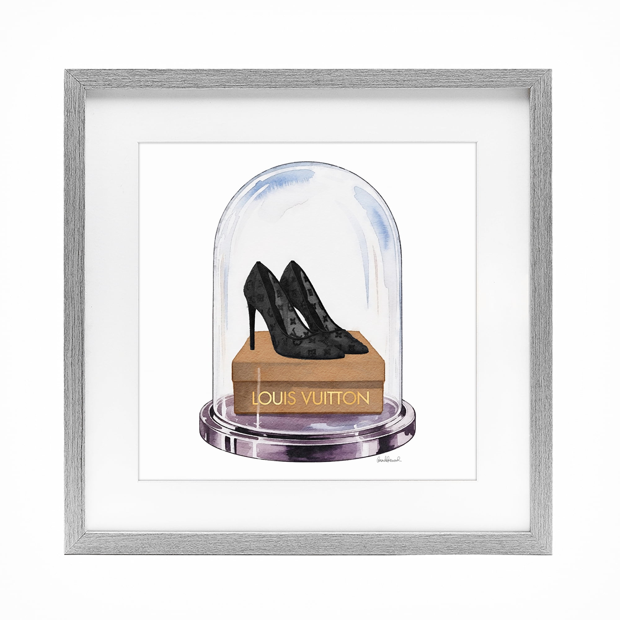 Stupell Industries Black Heels in Bell Jar Gray Framed Print Under Glass, design by Amanda Greenwood