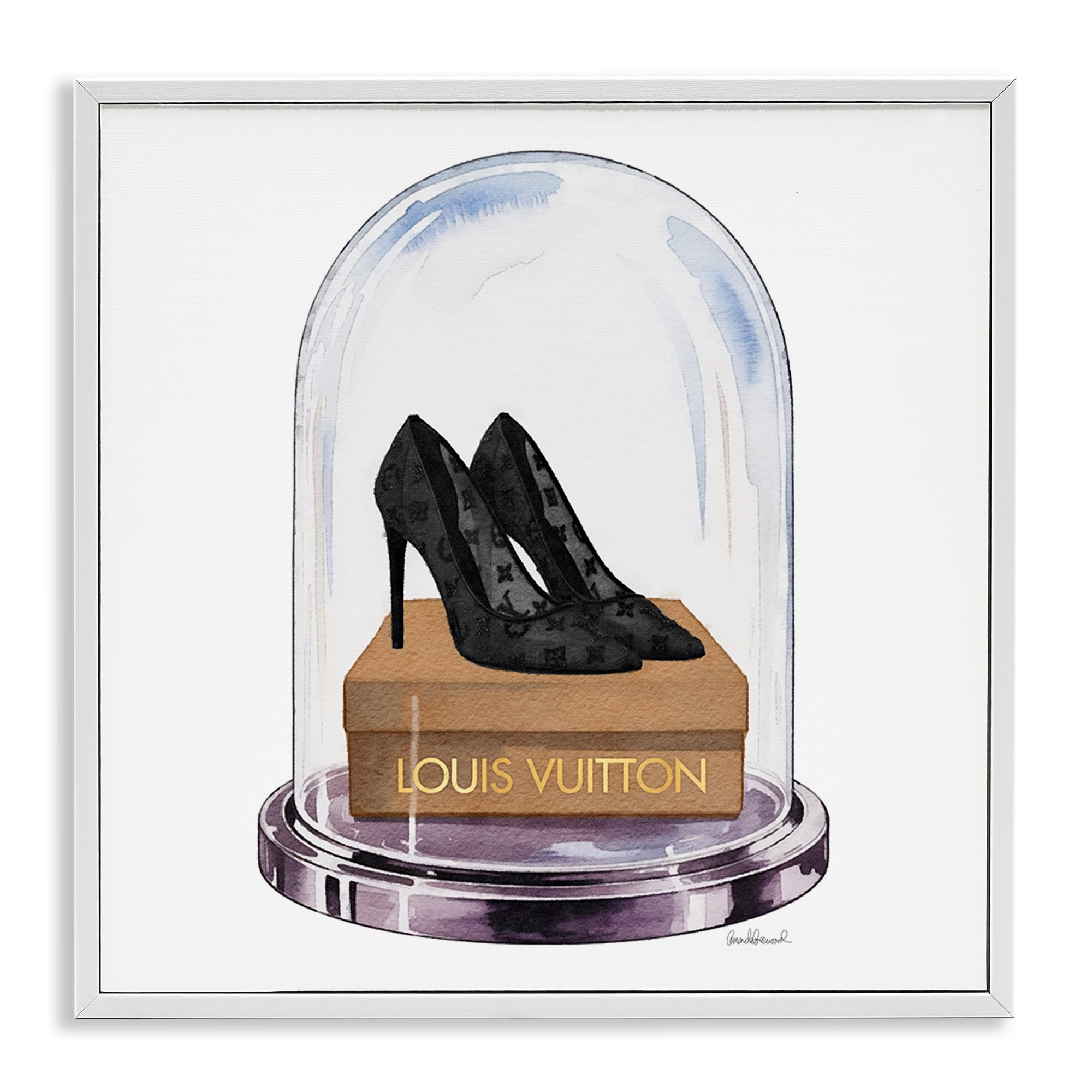 Stupell Industries Black Heels in Bell Jar White Framed Giclee Art, design by Amanda Greenwood