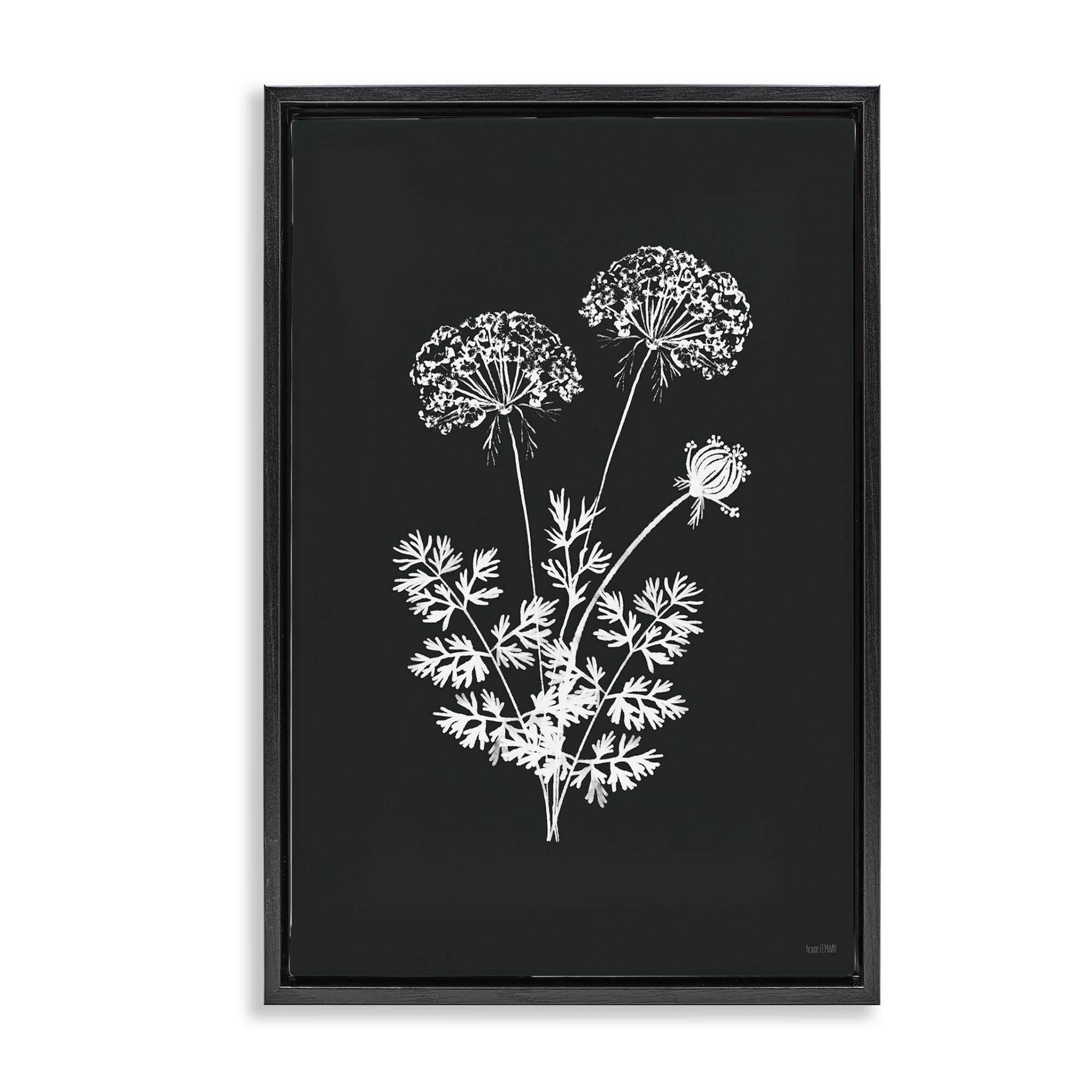 Stupell Industries Black Herb Bunches Botanical & Floral Painting Black Floater Framed Art Print Wall Art, 17 x 25