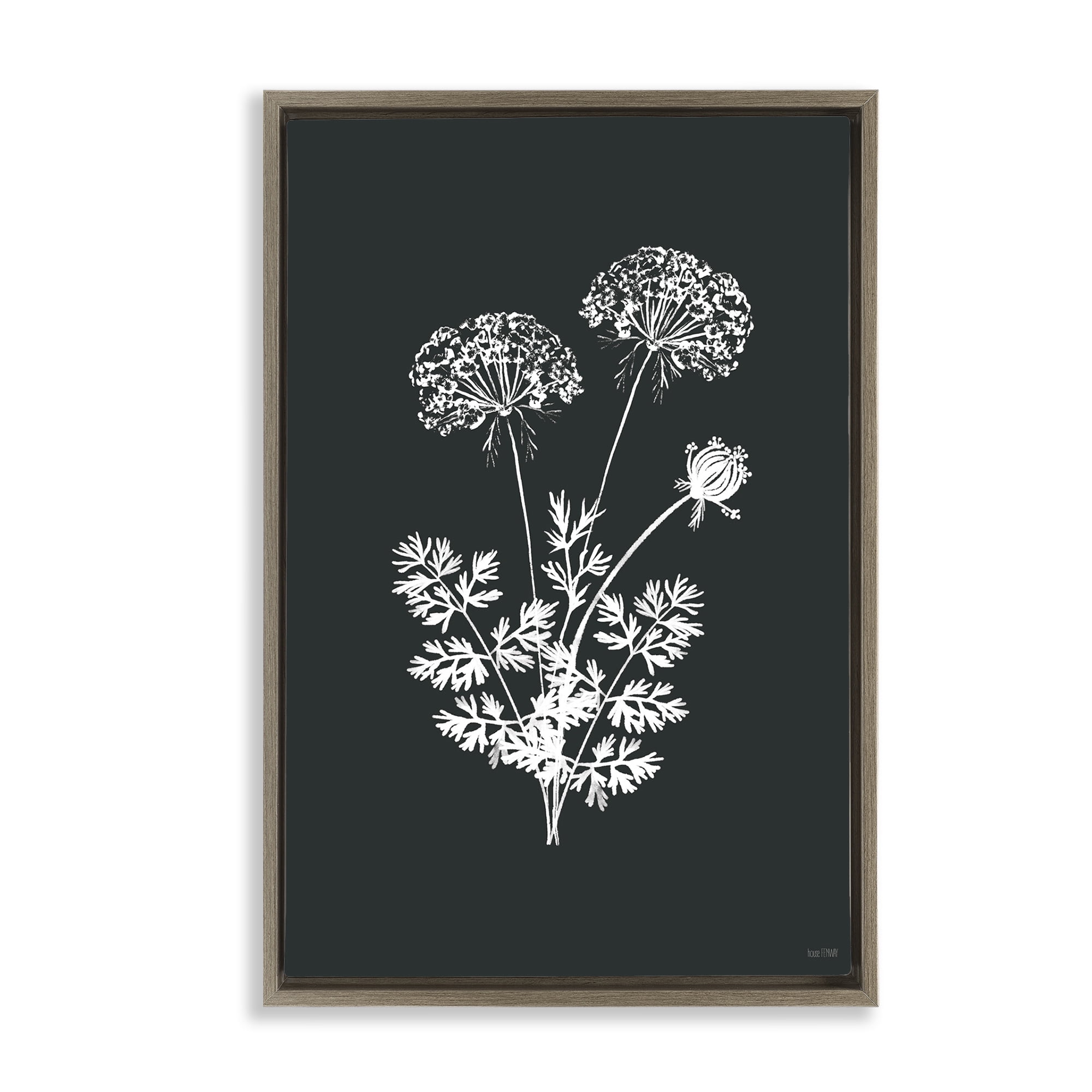 Stupell Industries Black Herb Bunches Botanical & Floral Painting Brown Floater Framed Art Print Wall Art, 17 x 25