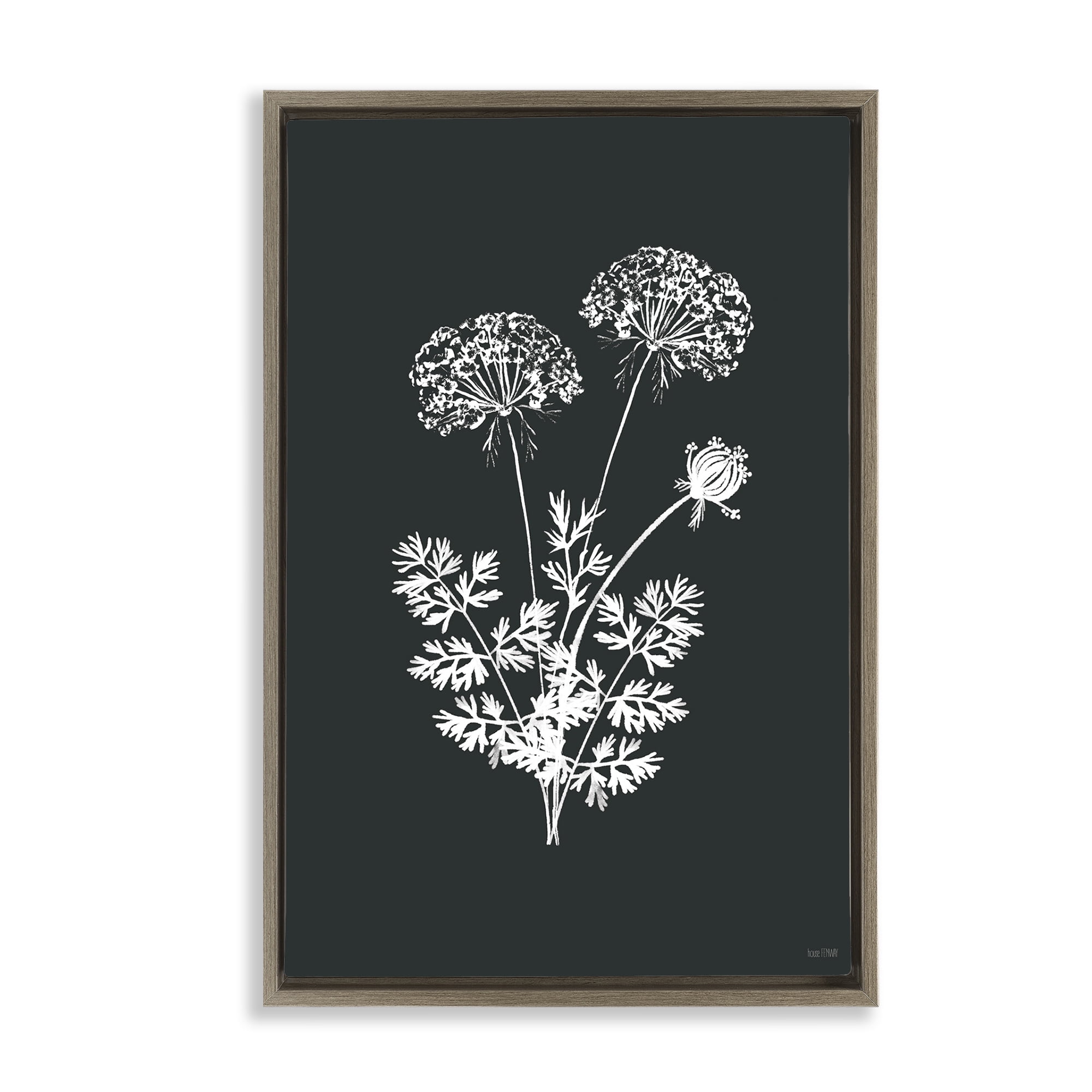 Stupell Industries Black Herb Bunches Botanical & Floral Painting Brown Floater Framed Art Print Wall Art, 21 x 31
