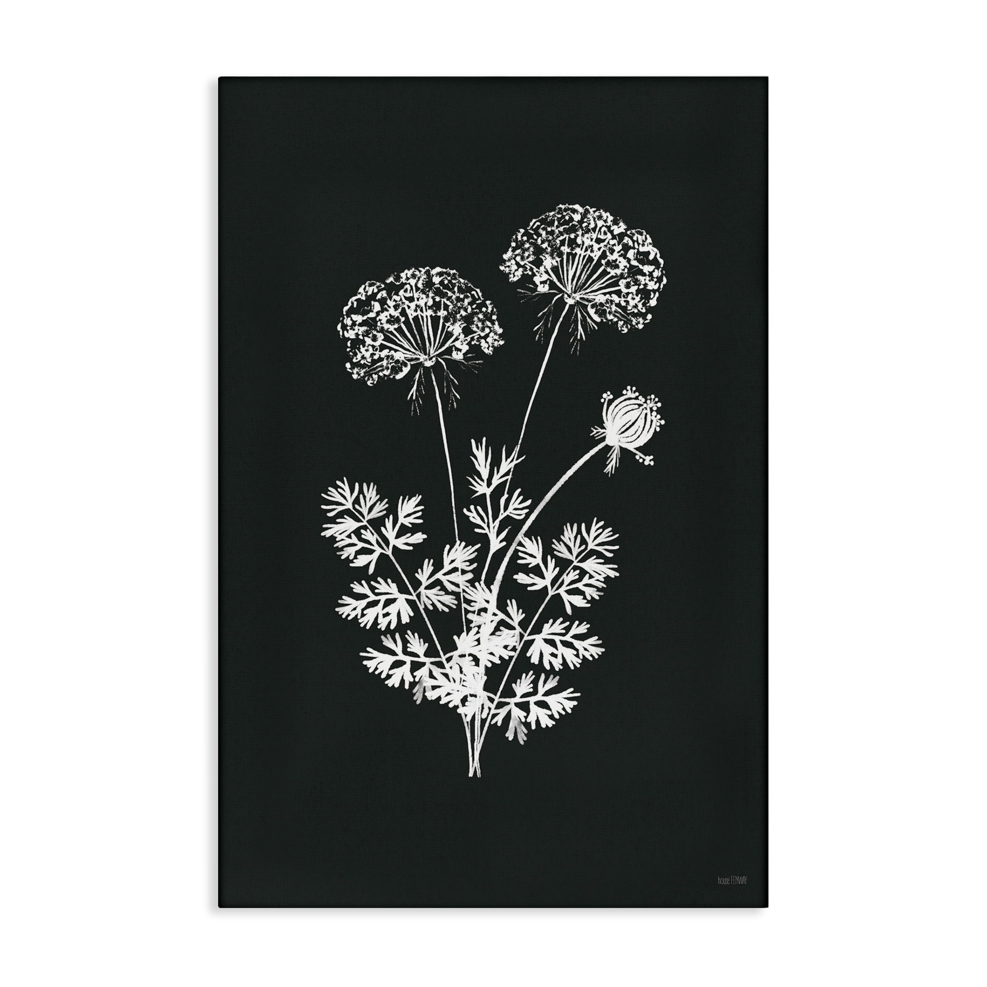 Stupell Industries Black Herb Bunches Botanical & Floral Painting Gallery Wrapped Canvas Art Print Wall Art, 24 x 36