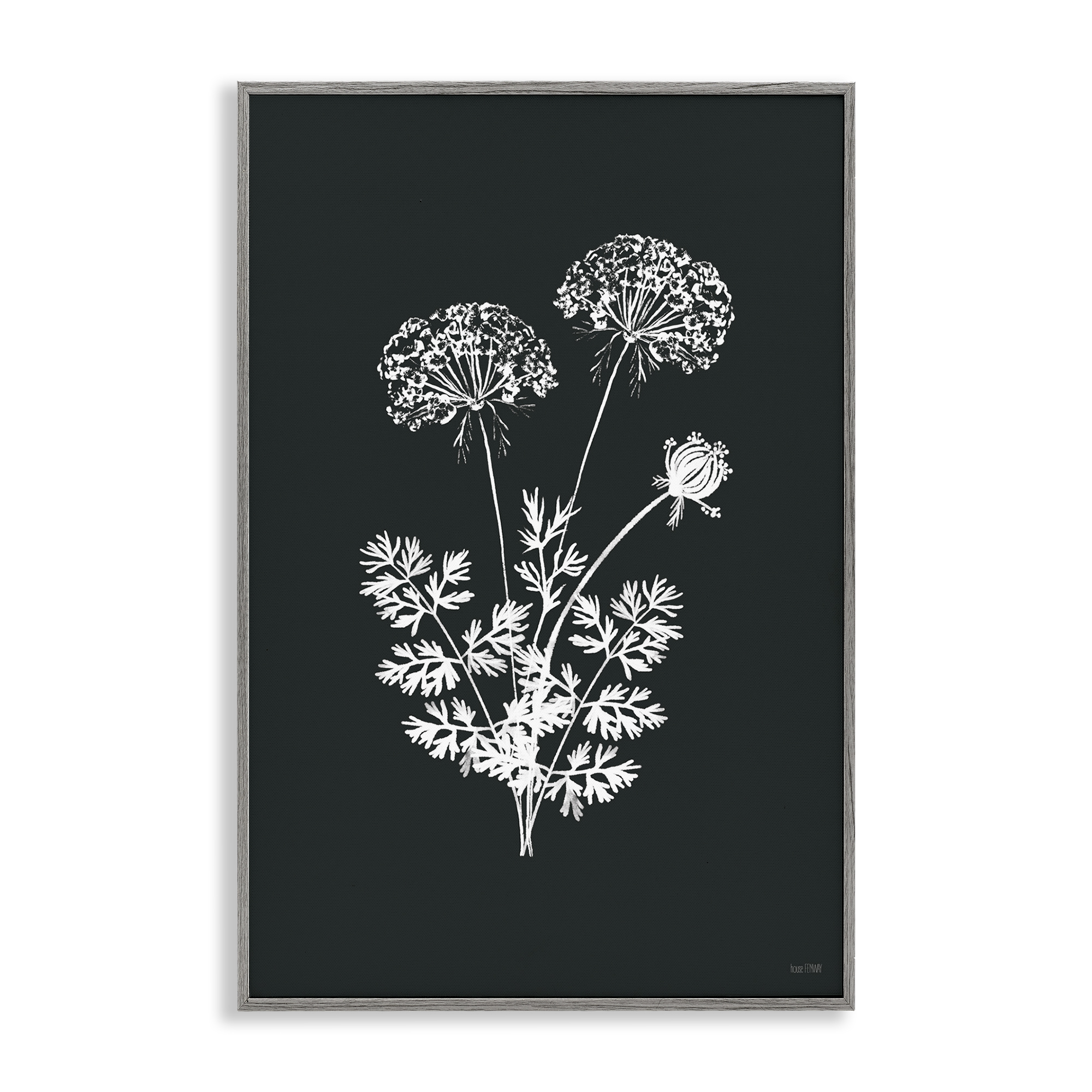 Stupell Industries Black Herb Bunches Botanical & Floral Painting Gray Framed Art Print Wall Art, 20 x 30