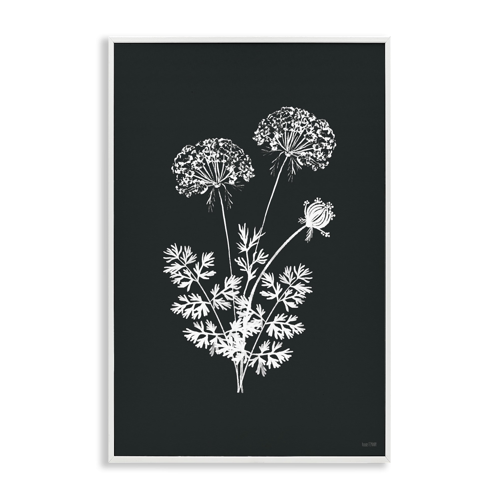 Stupell Industries Black Herb Bunches Botanical & Floral Painting White Framed Art Print Wall Art, 16 x 24