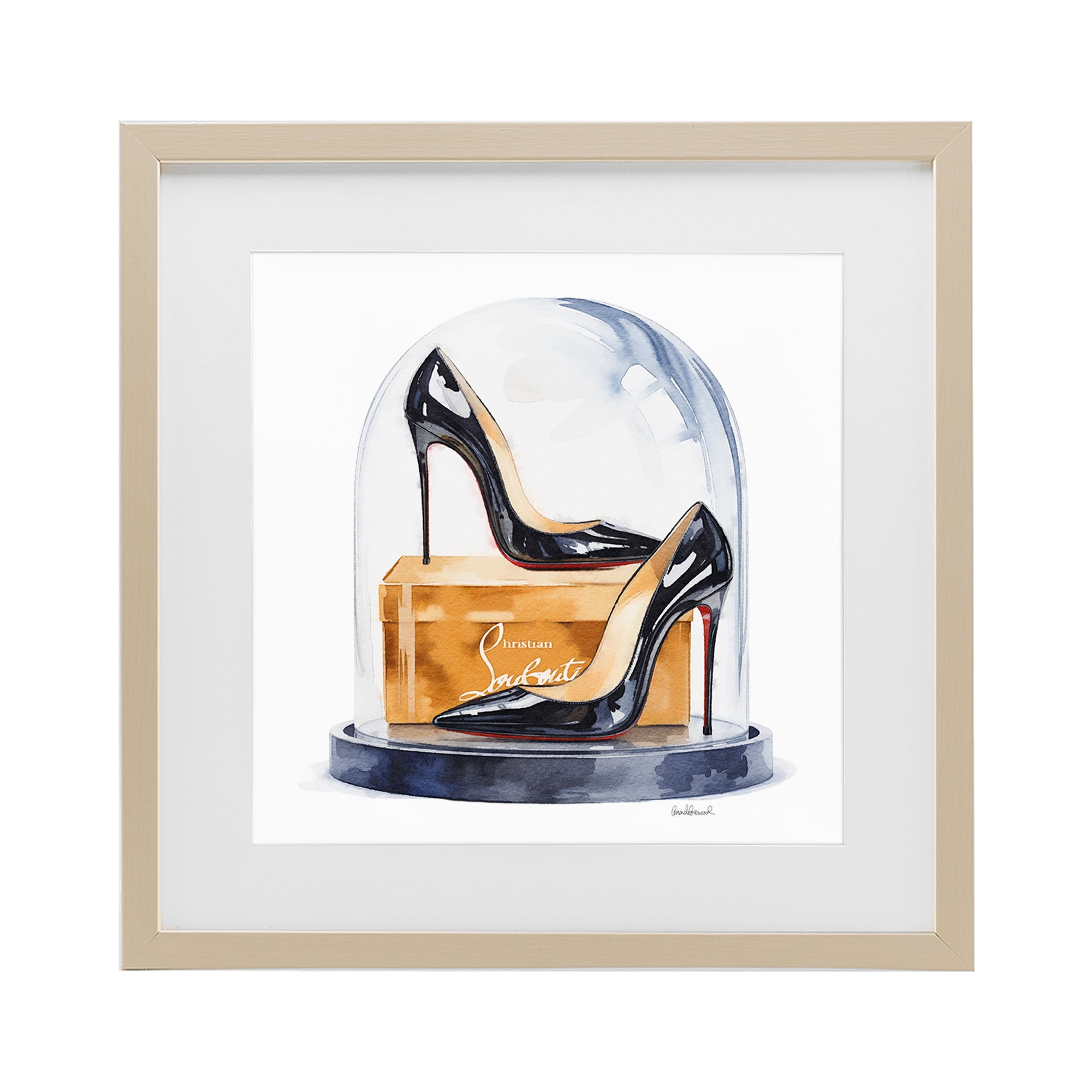 Stupell Industries Black High Heels Dome Birch Framed Print Under Glass, design by Amanda Greenwood