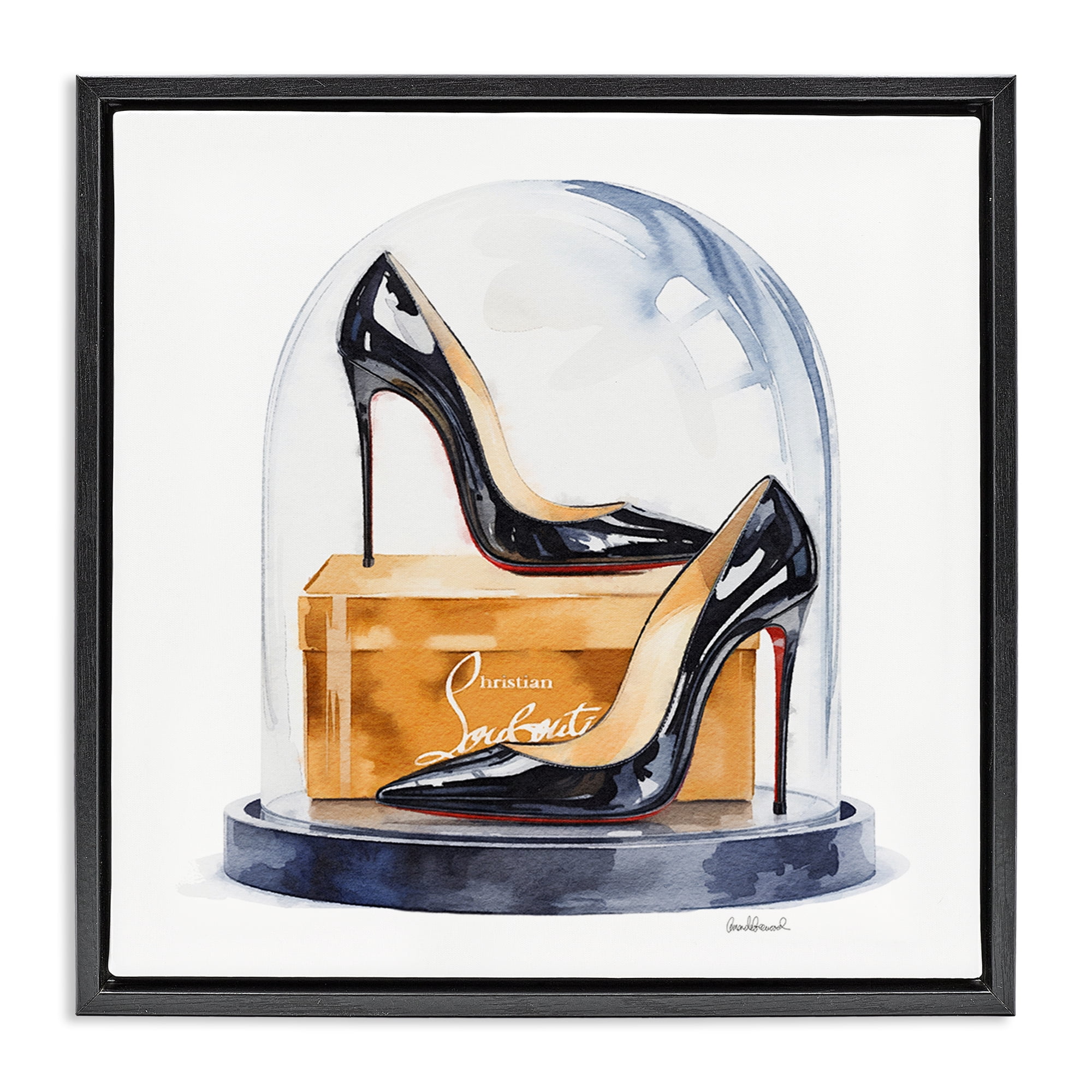 Stupell Industries Black High Heels Dome Black Framed Floater Canvas Wall Art, design by Amanda Greenwood