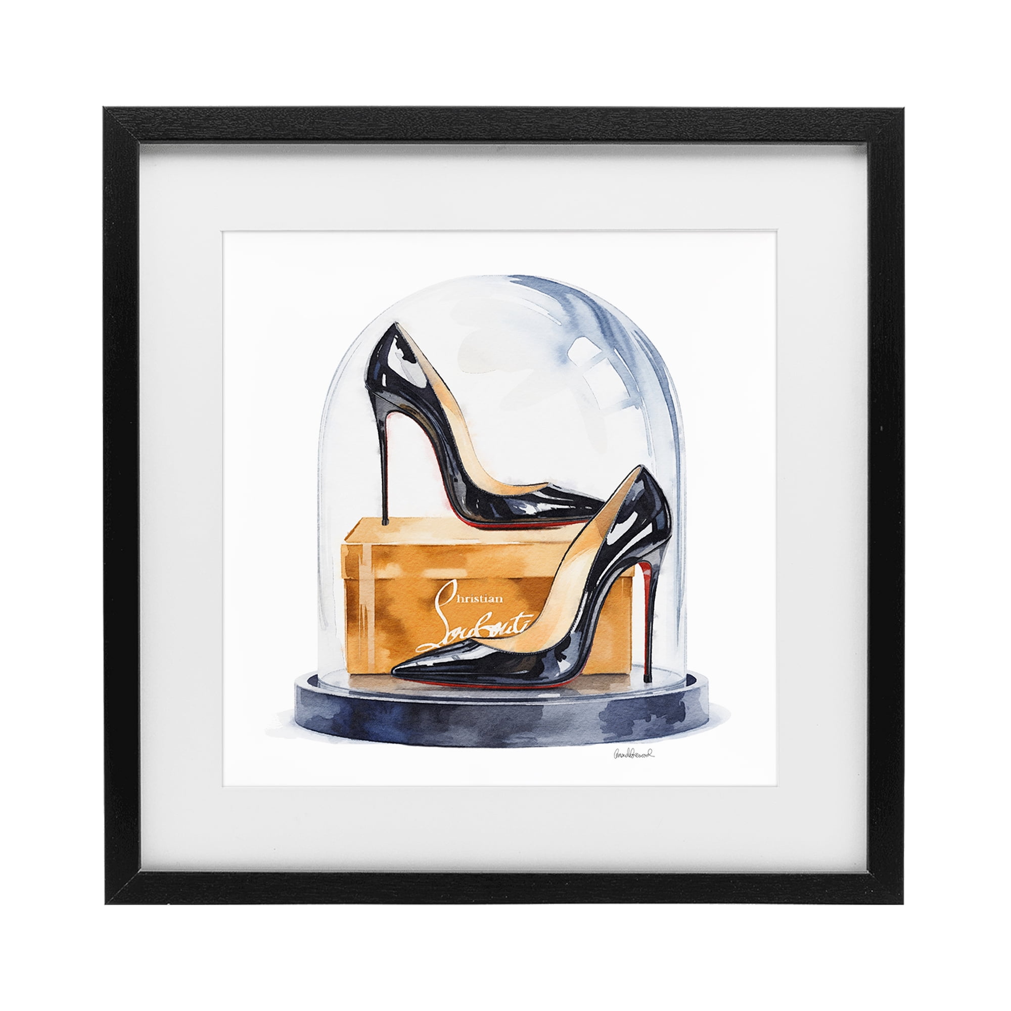 Stupell Industries Black High Heels Dome Black Framed Print Under Glass, design by Amanda Greenwood