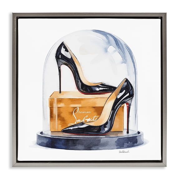 Stupell Industries Traditional Black High Heels Dome Gray Floating Frame Canvas Art, 25 x 25, by Amanda Greenwood