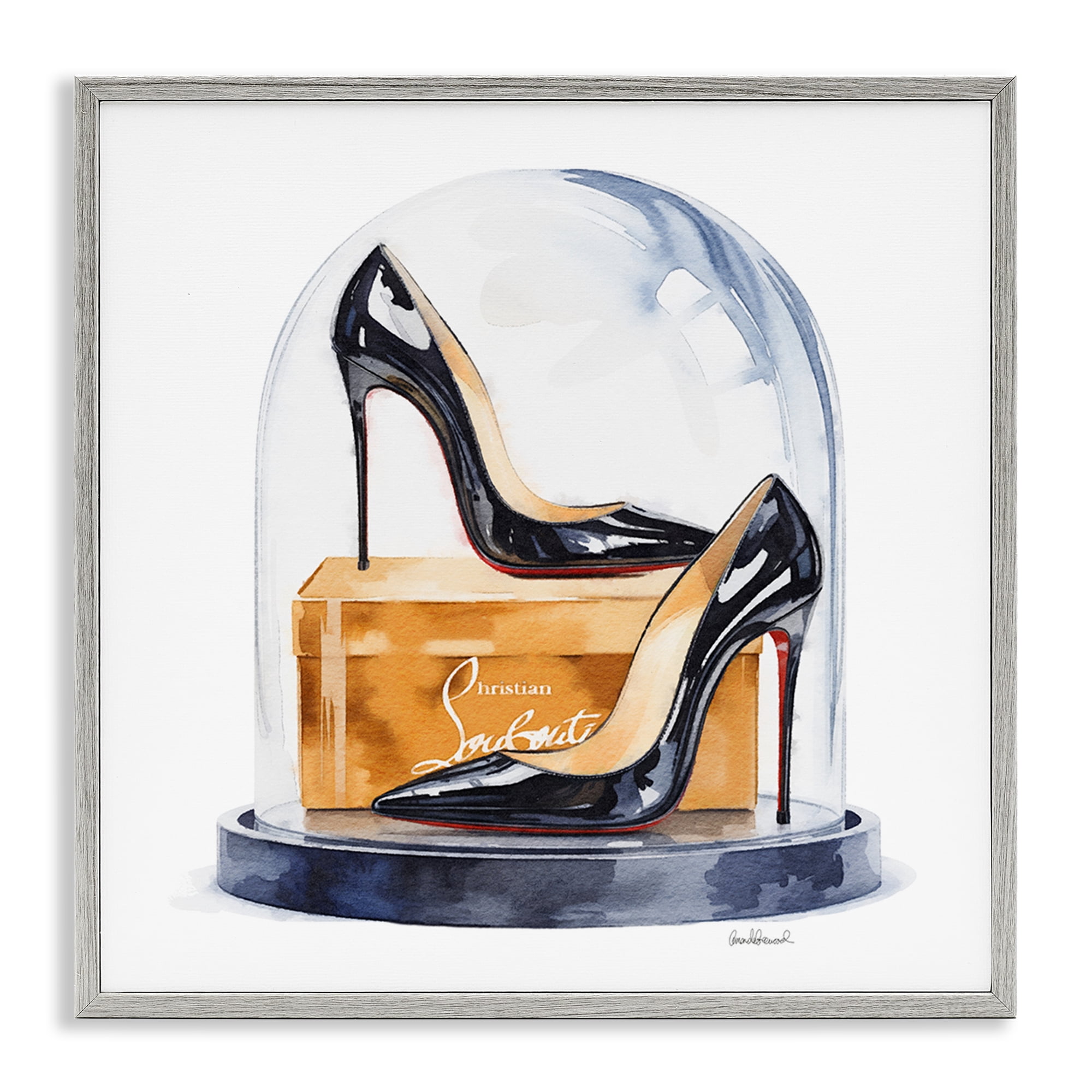 Stupell Industries Black High Heels Dome Gray Framed Giclee Art, design by Amanda Greenwood