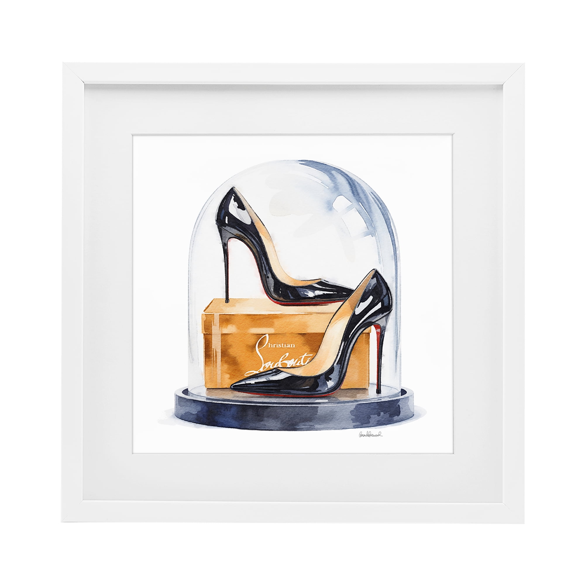 Stupell Industries Black High Heels Dome White Framed Print Under Glass, design by Amanda Greenwood