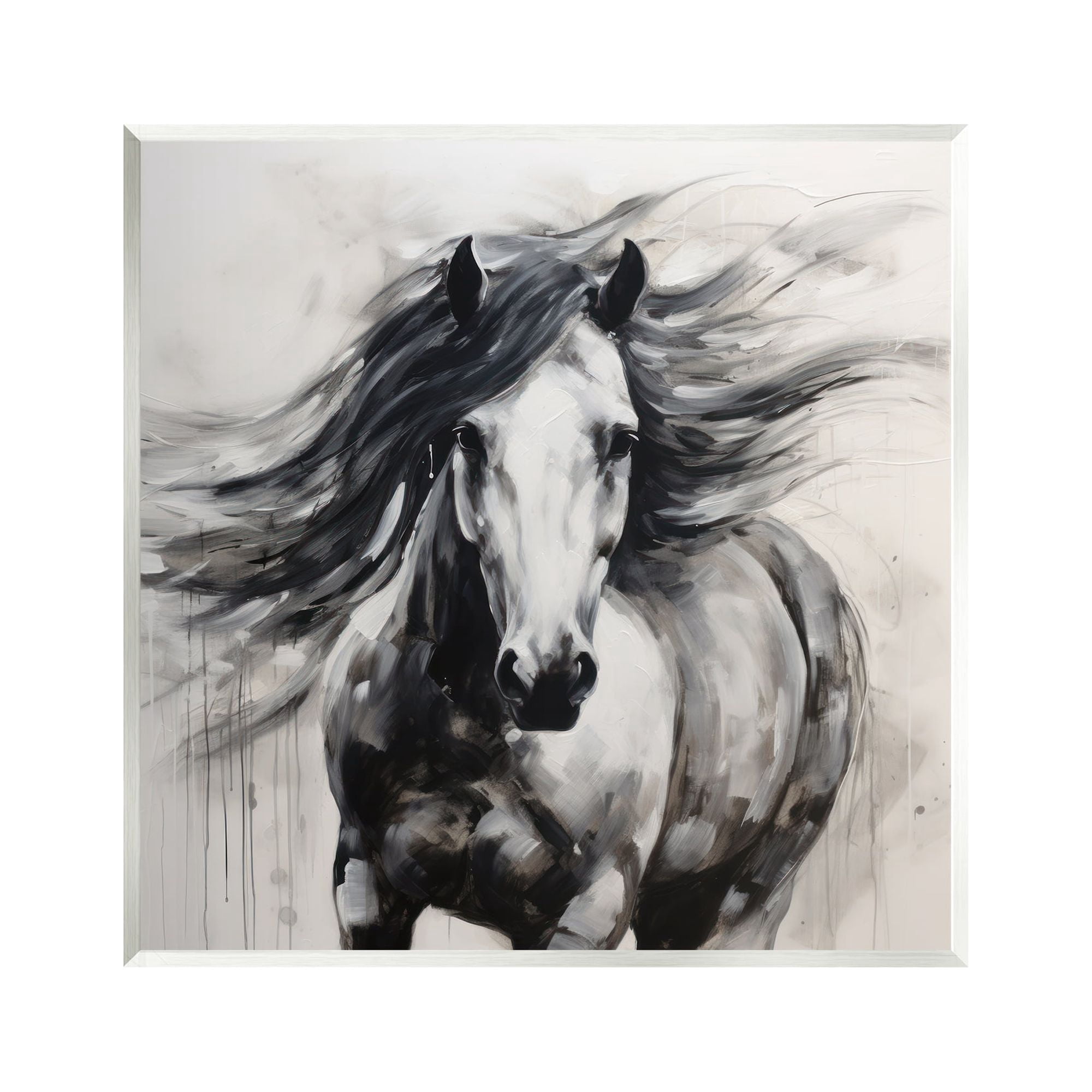Stupell Industries Black Horse Abstraction Animals & Insects Painting Unframed Art Print Wall Art, 12 x 12