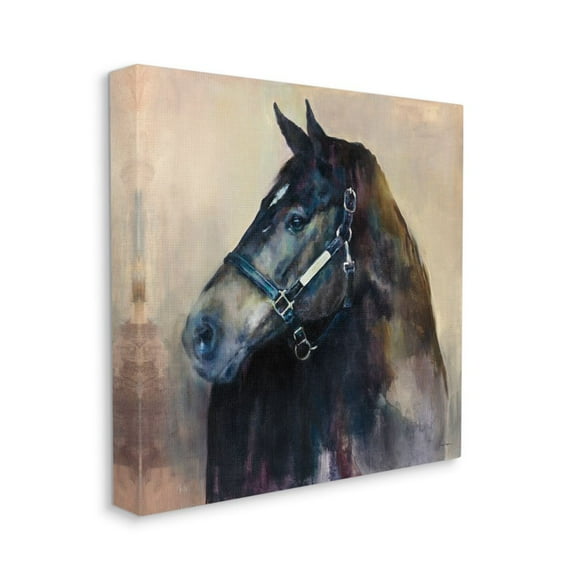 Stupell Industries Black Horse Riding Harness Abstract Watercolor Canvas Wall Art Design by Marilyn Hageman, 24" x 24"